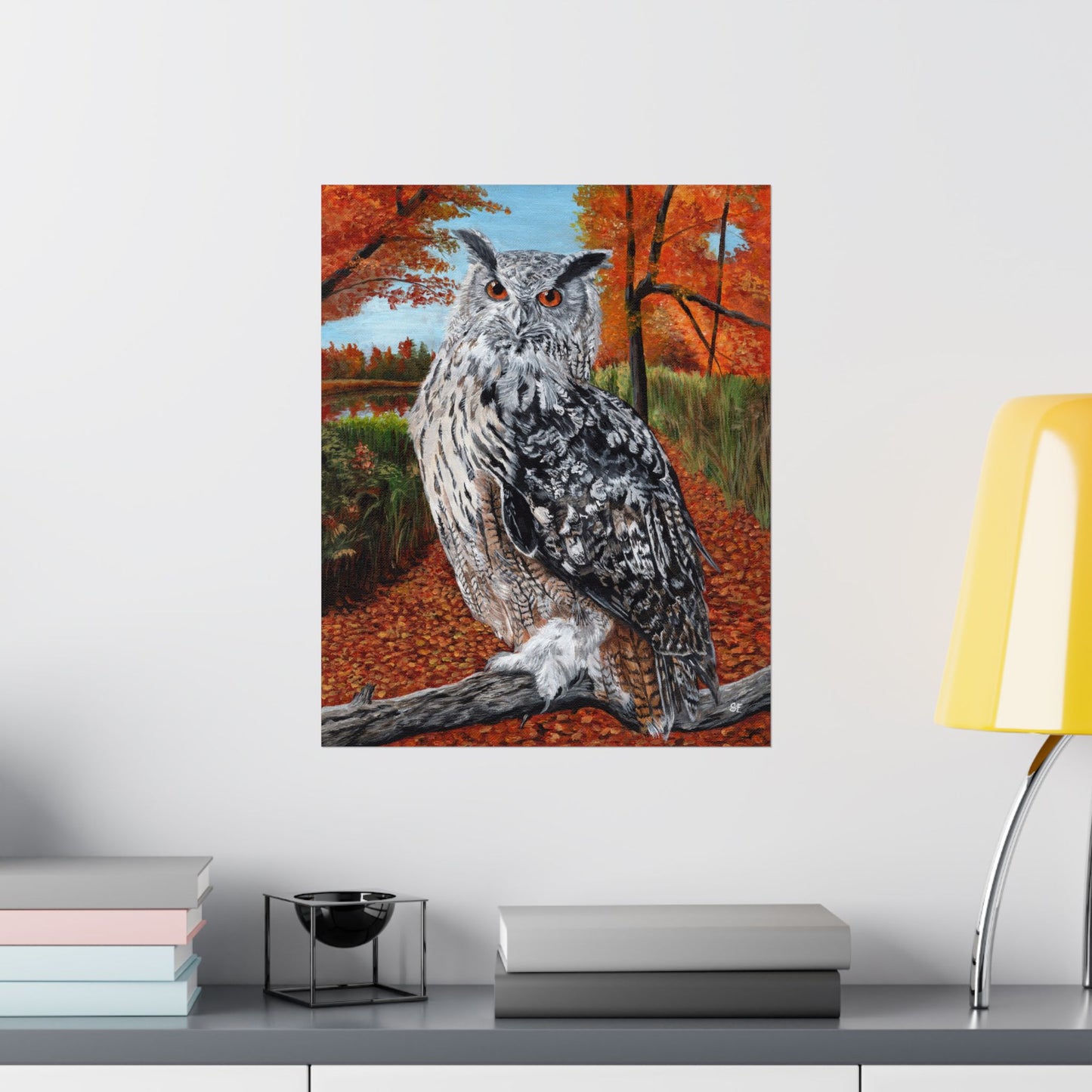 Owl in Autumn Matte Poster — Wildlife Wall Art Print