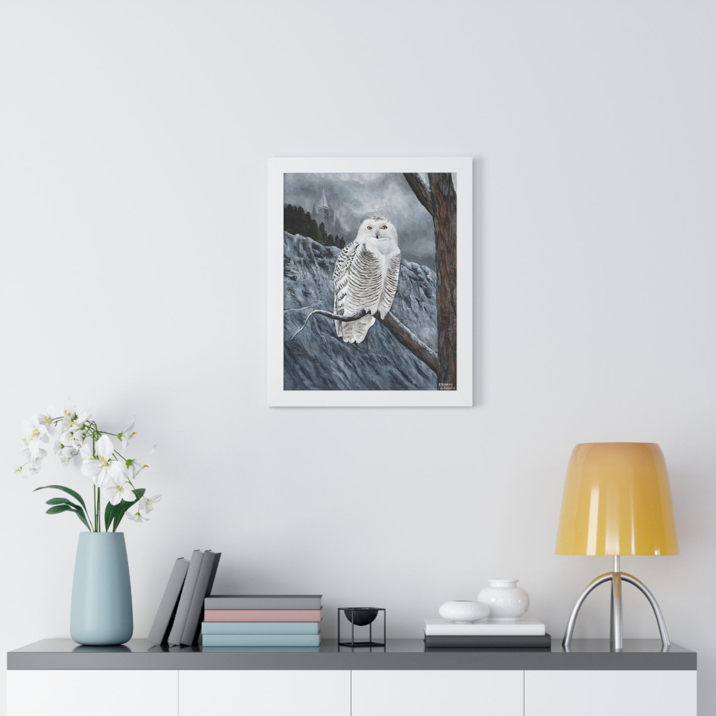 Snowy Owl Framed Poster — Wildlife Art Print for Nature Lovers