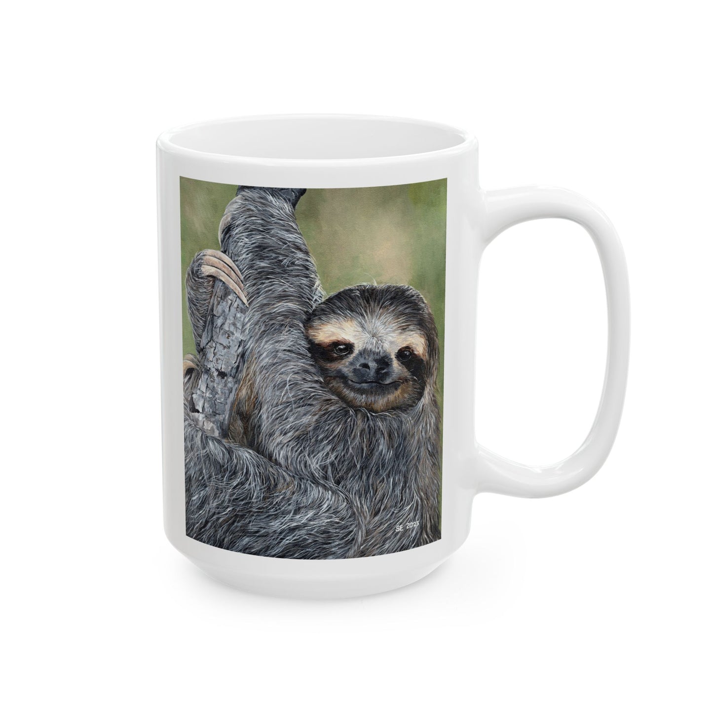 Sloth Portrait Ceramic Mug — Cute Lazy Sloth Coffee Cup (11oz, 15oz)