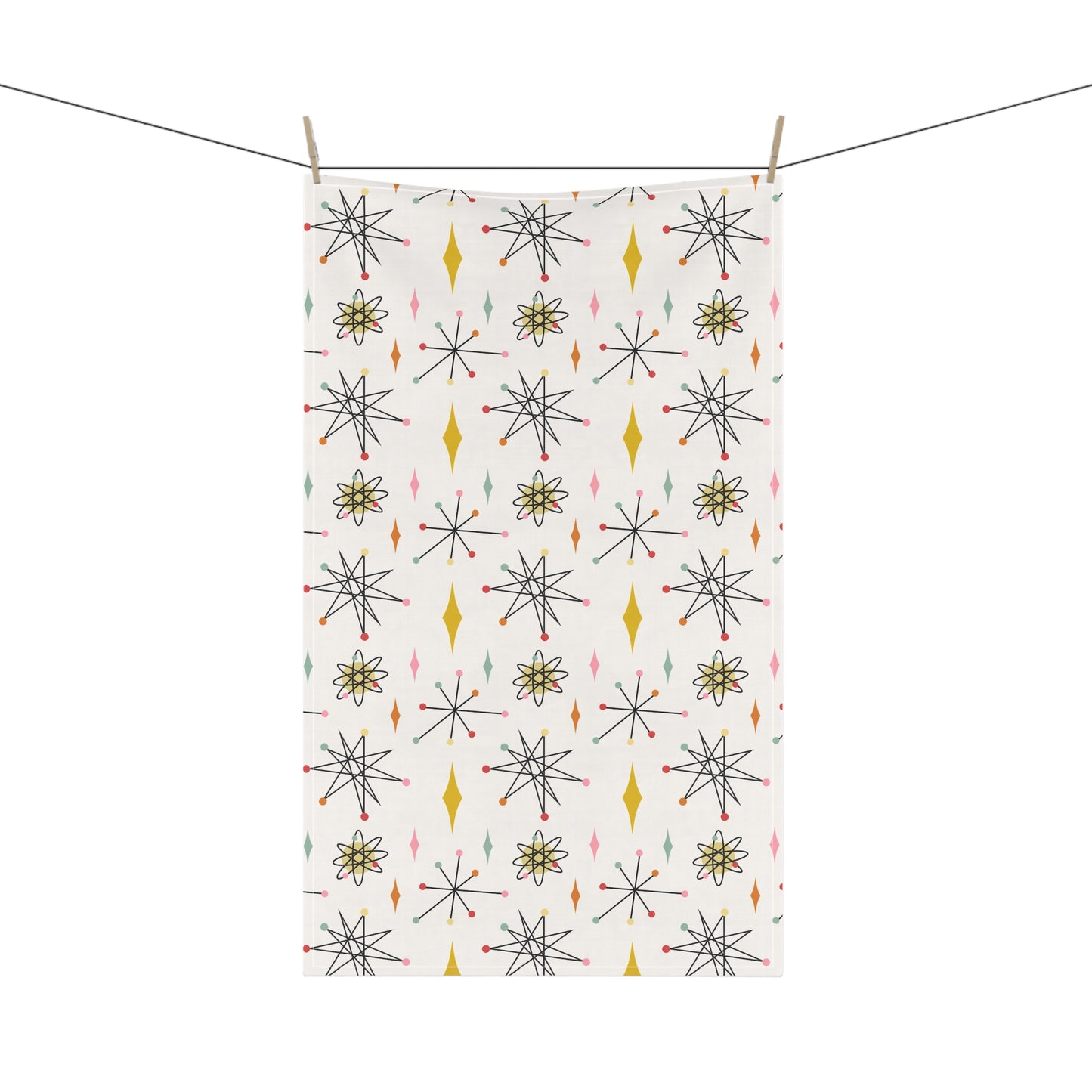 Mid-Century Starburst Tea Towel — Retro Atomic Kitchen Linen