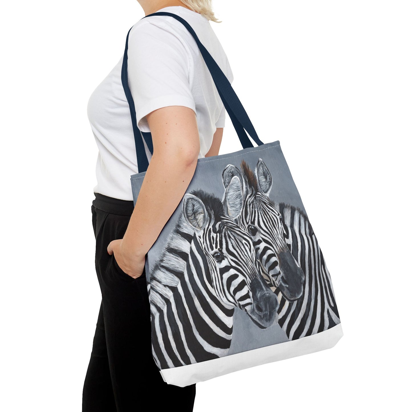 Zebra Pair Tote Bag — Artistic Black & White Animal Print Tote for Everyday Use