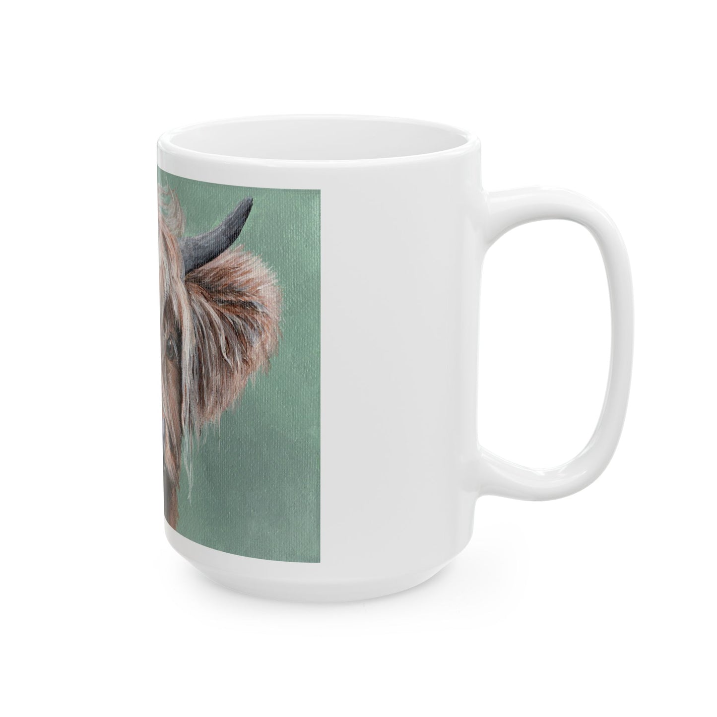 Highland Cow Ceramic Mug — Illustrated Scottish Cow Coffee Cup (11oz, 15oz)