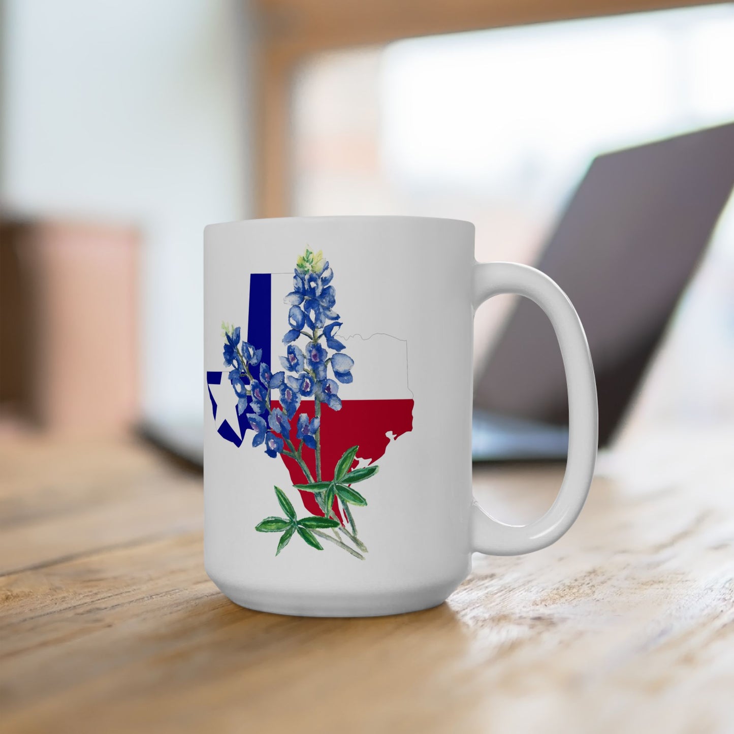Texas Flag Floral Ceramic Mug — Bluebonnet State Pride Coffee Cup (11oz & 15oz)