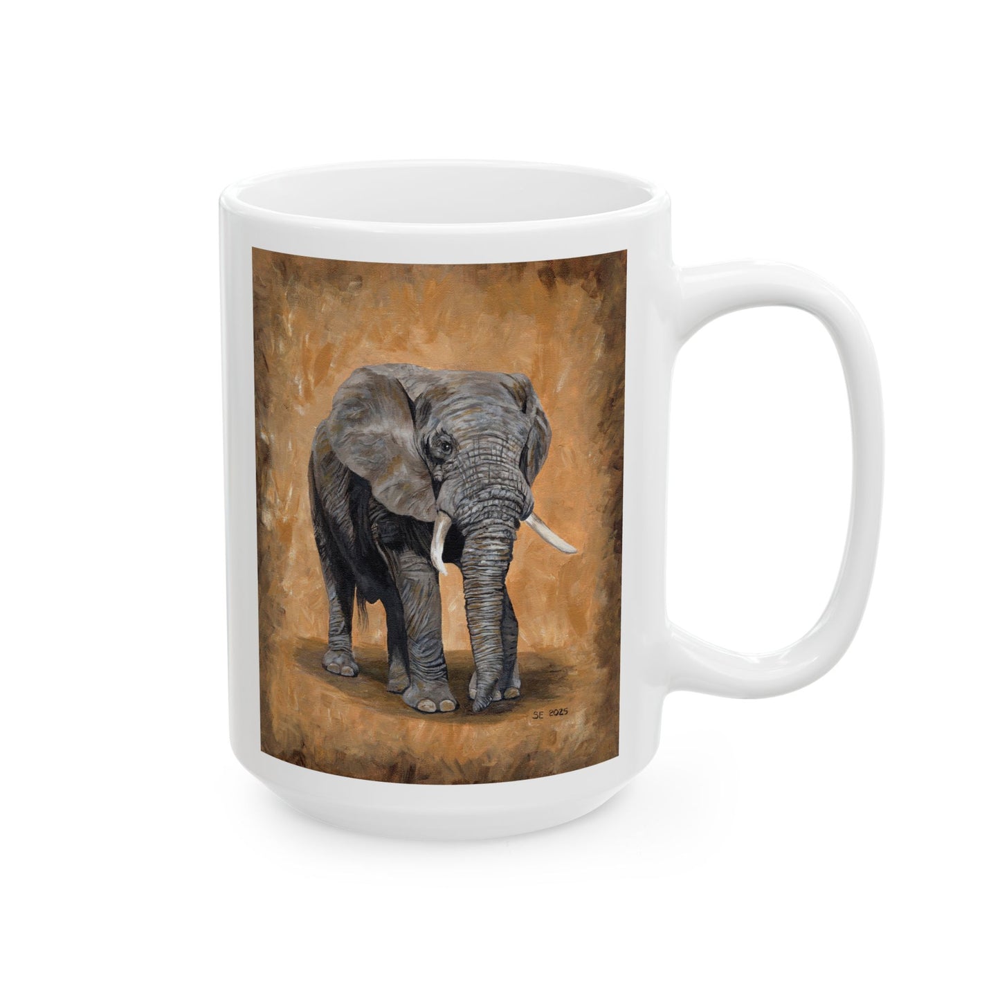 Elephant Portrait Ceramic Mug — Elephant Coffee Cup (11oz, 15oz)