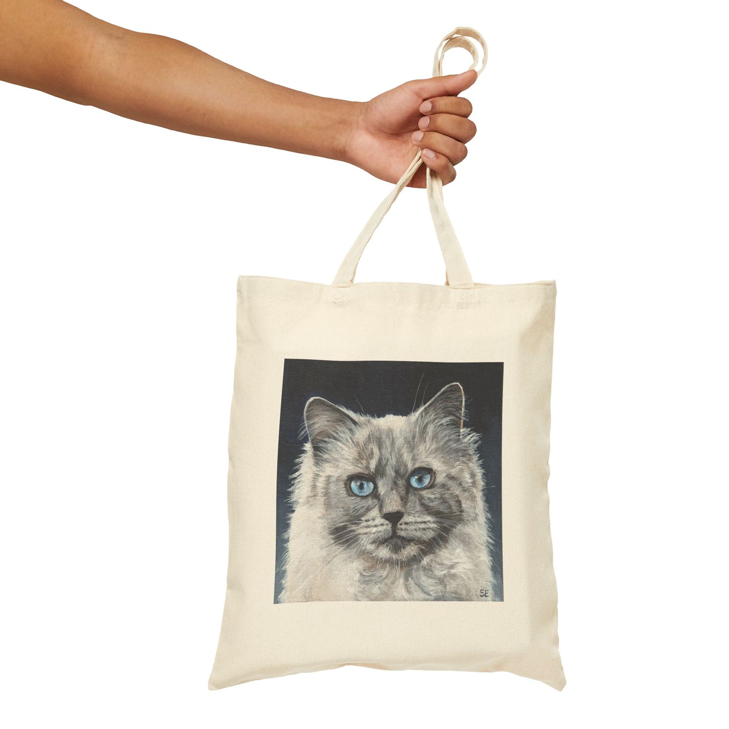 Blue-Eyed Ragdoll Cat Canvas Tote Bag — Cute Cat Portrait Eco Shopper