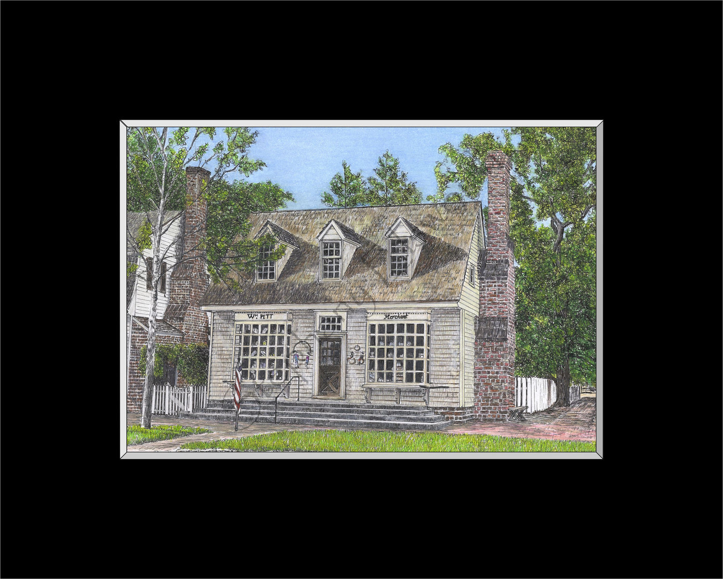 Colonial Williamsburg's William Pitt Store 5 x 7 inch Archival Giclee Print in 10 x 8 Black Mat
