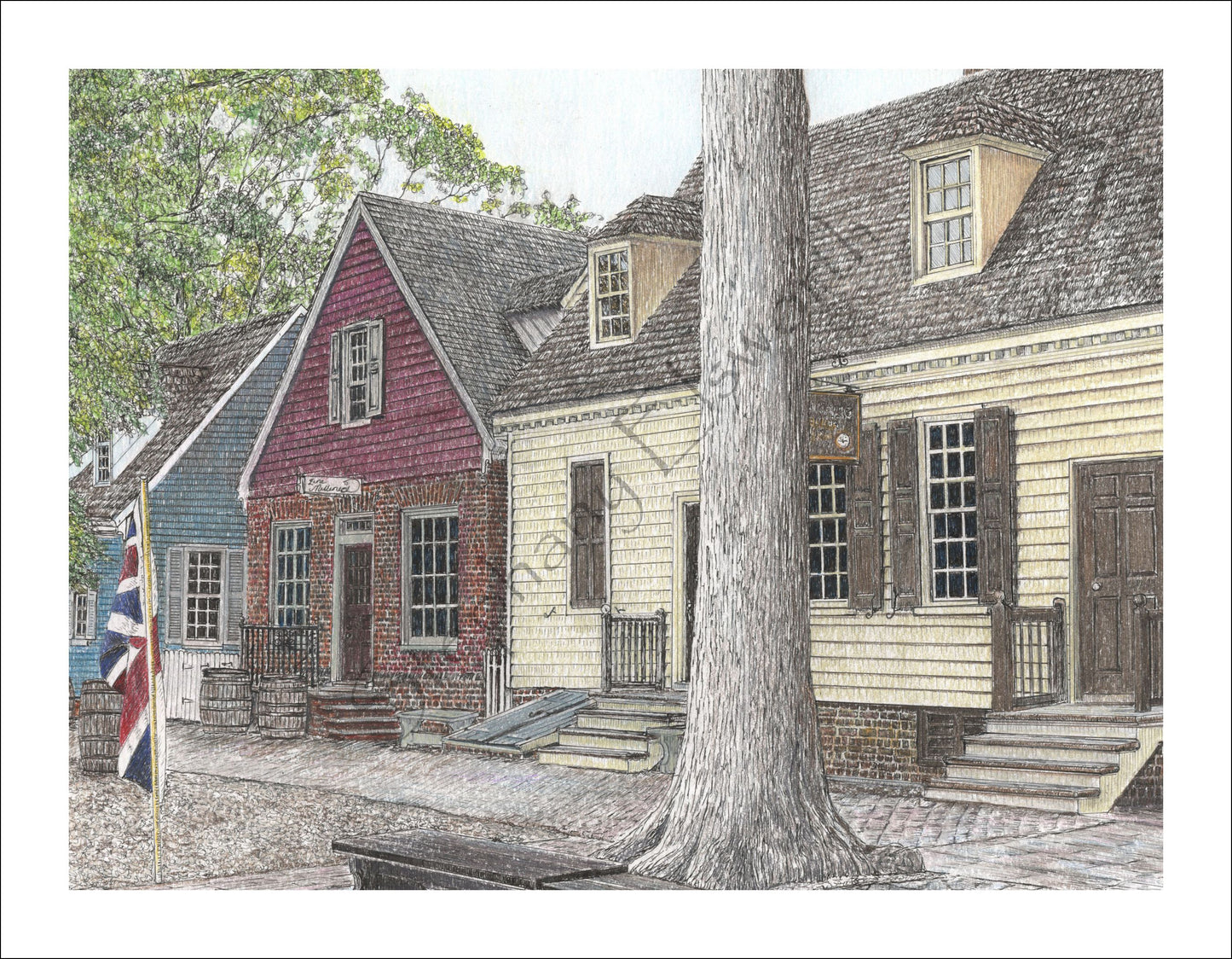 Colonial Williamsburg's Millinery and James Craig Jewelers, Williamsburg, VA 8 x 6 print in 10 x 8 black mat