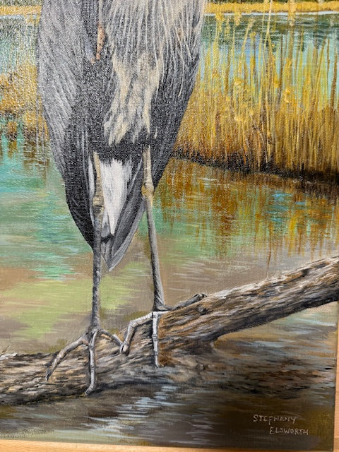 10 x 20 Inch Heron Original Acrylic Painting