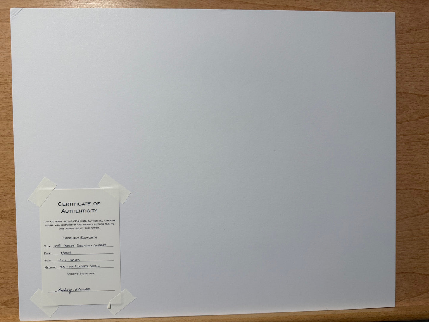 14 x 11 inch Colonial Williamsburg's Tarpley, Thompson & Co. Shop in 20 x 16 inch Black Mat Original Art