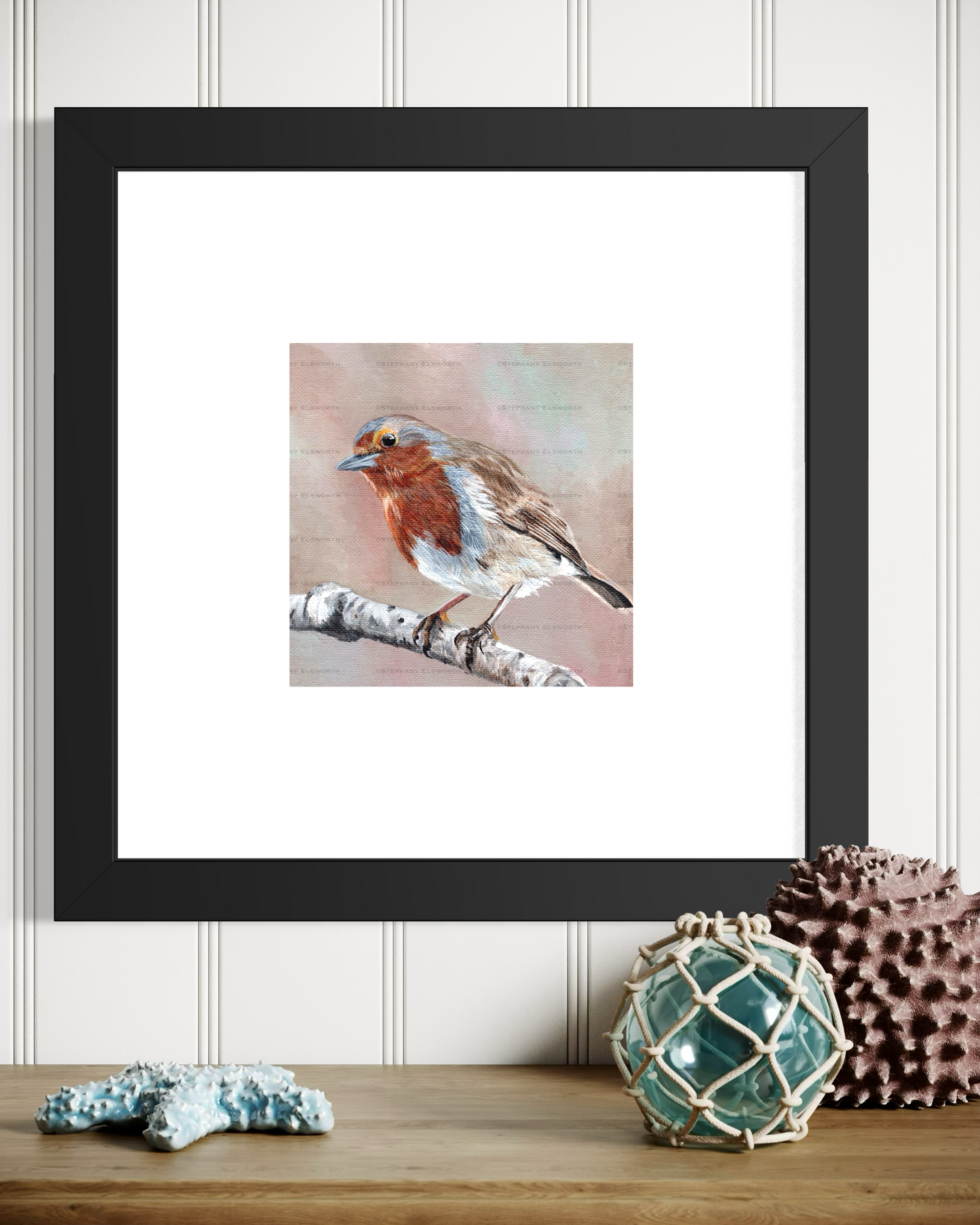 European Robin 6 x 6 Original Acrylic Painting
