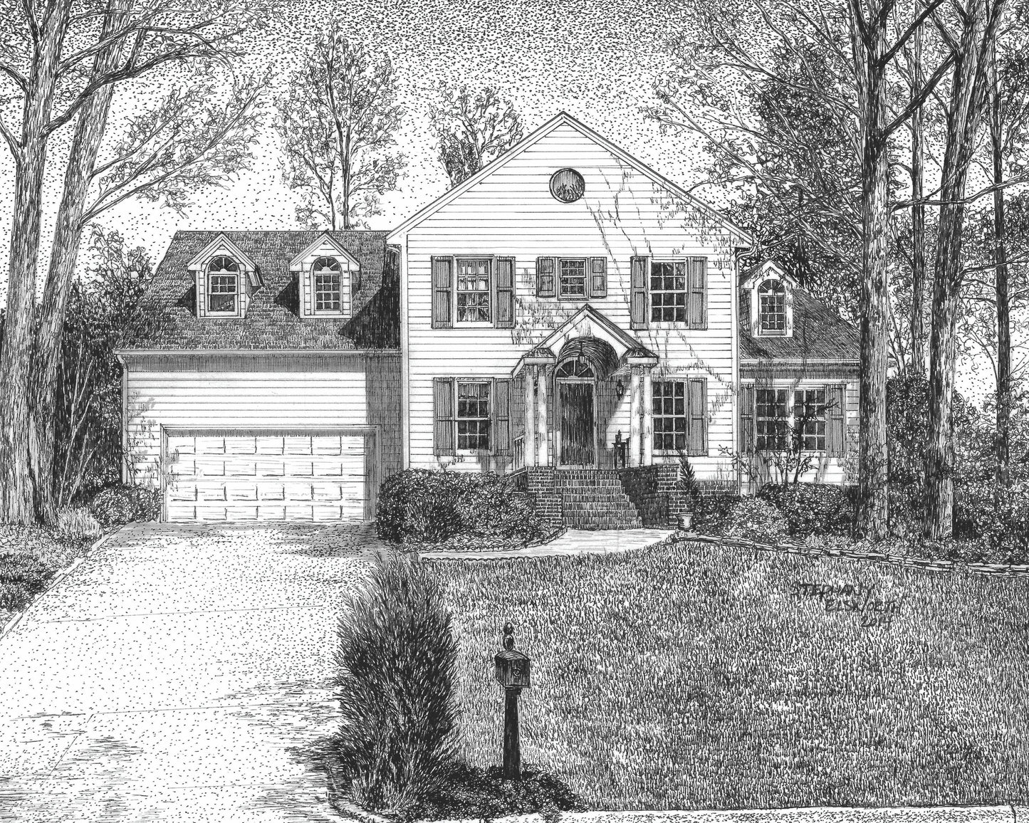 8 x 10/10 x 8 Custom Pen and Ink House Portrait
