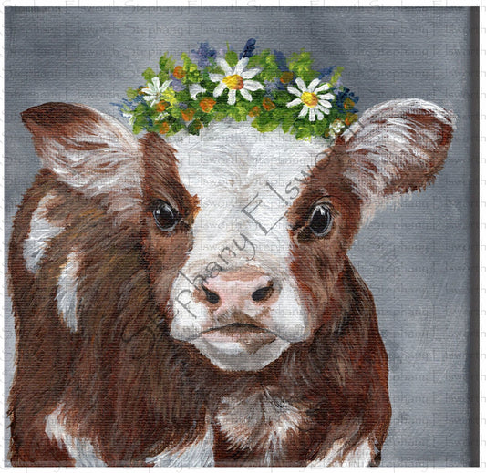 6 x 6 Calf with Floral Wreath