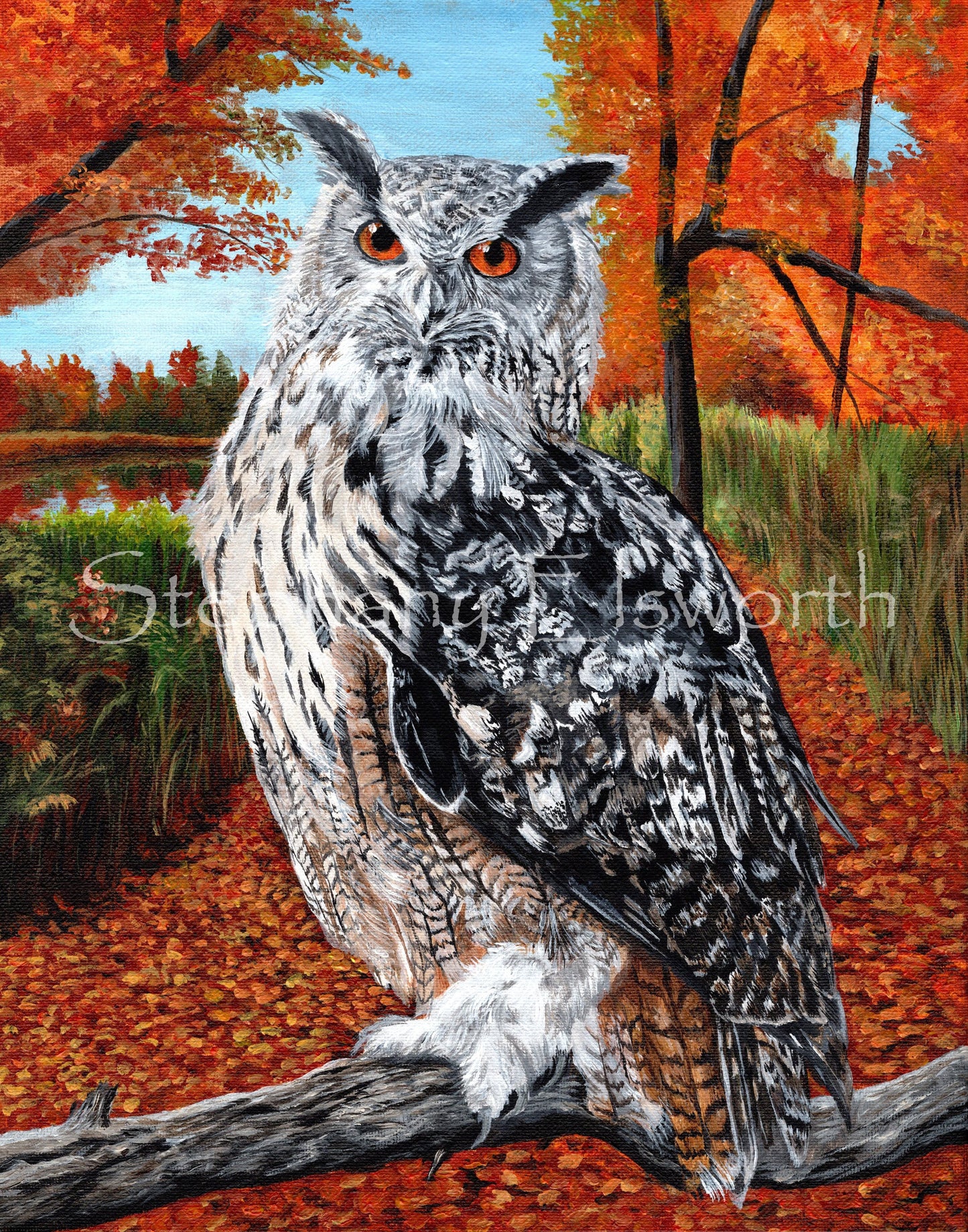 Great Horned Owl 11 x 14 Original Acrylic Painting