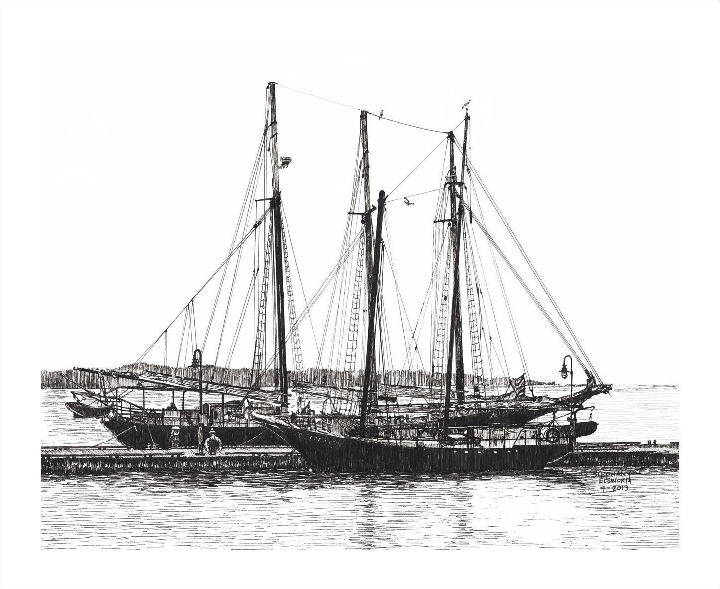 Schooners on the York River 8 x 10 inch Fine Art Print with Optional Mat