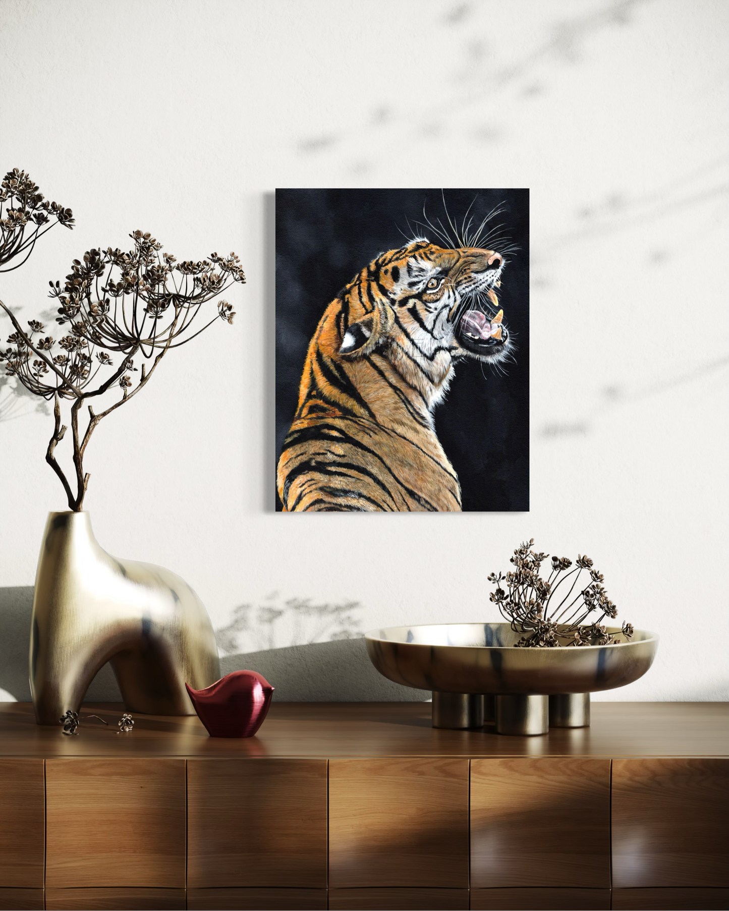 11 x 14 inch Snarling Tiger Original Acrylic Painting
