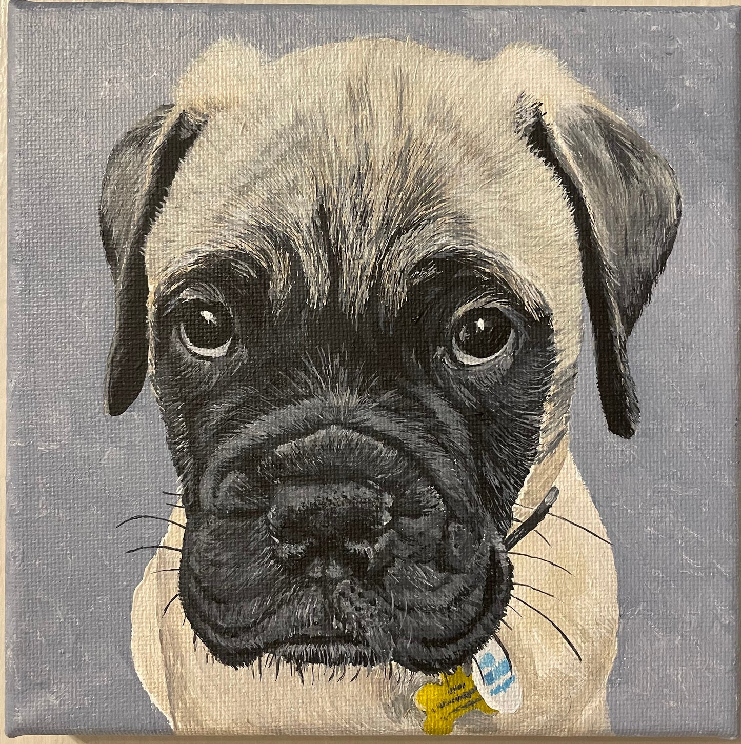 Custom Miniature Acrylic Pet Painting on Stretched Canvas