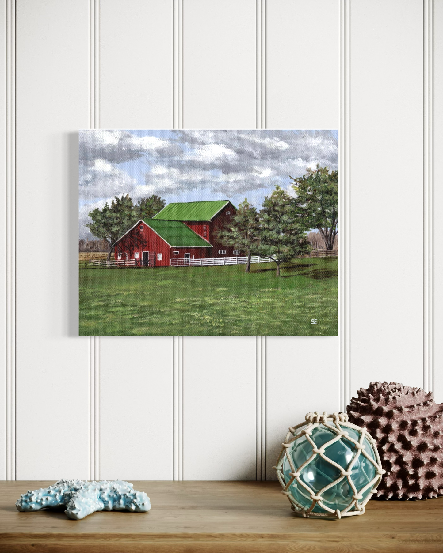 8 x 10 inch Little Red Barn Original Acrylic Painting