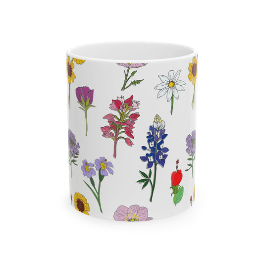 Colorful Texas Wildflowers Ceramic Mug 11oz