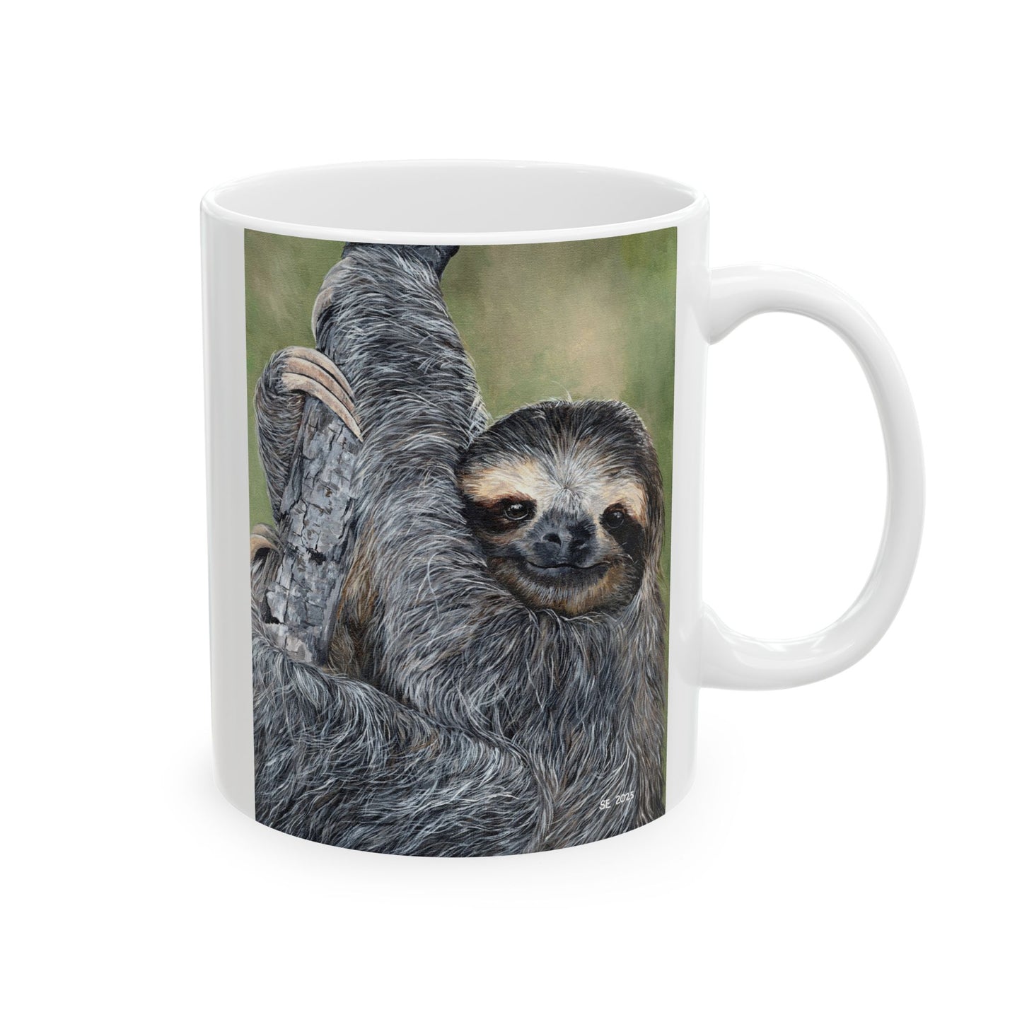 Sloth Portrait Ceramic Mug — Cute Lazy Sloth Coffee Cup (11oz, 15oz)