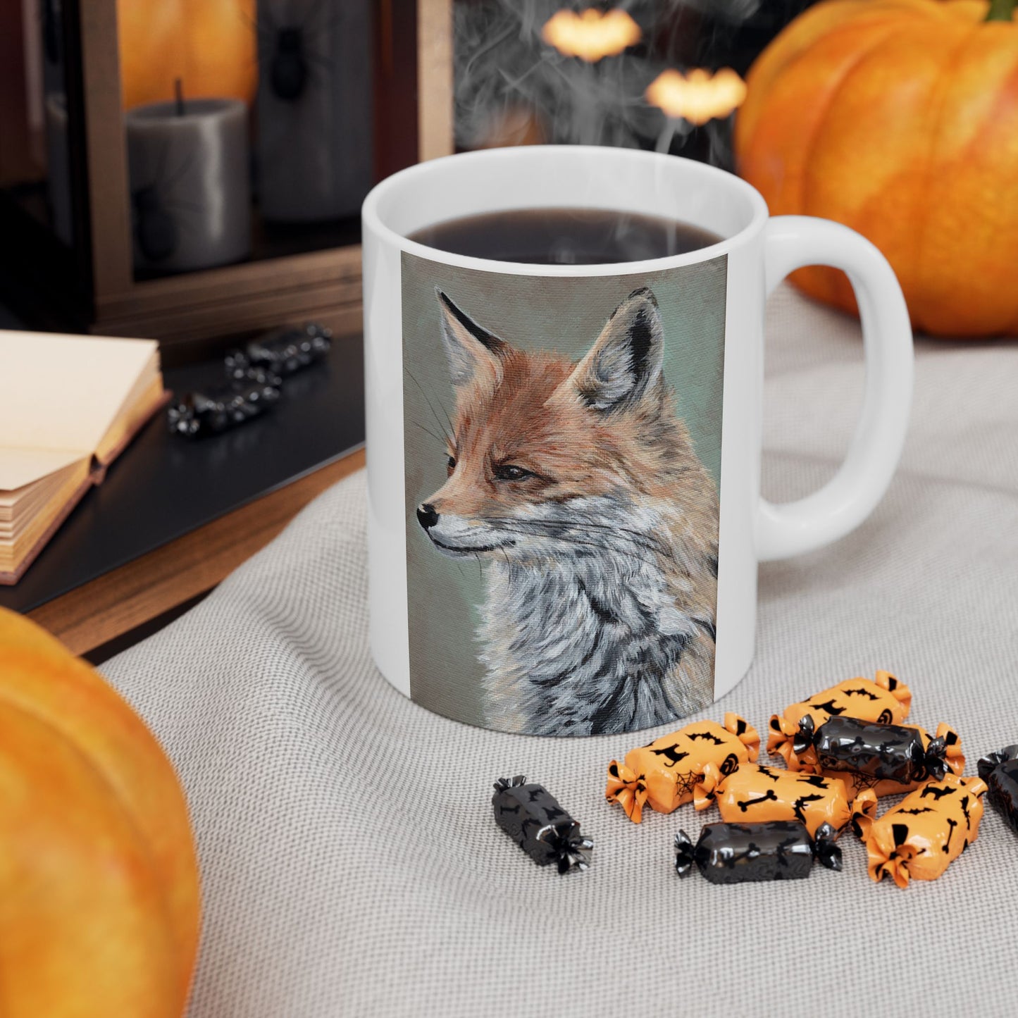 Fox Portrait Ceramic Mug — Rustic Wildlife Coffee Cup (11oz & 15oz)