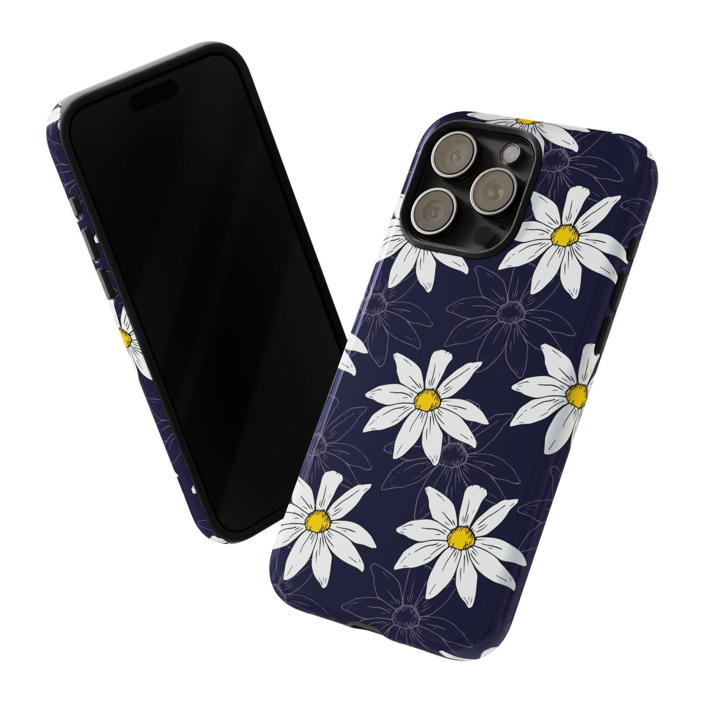 Daisies on Dark Blue Accent Phone Case