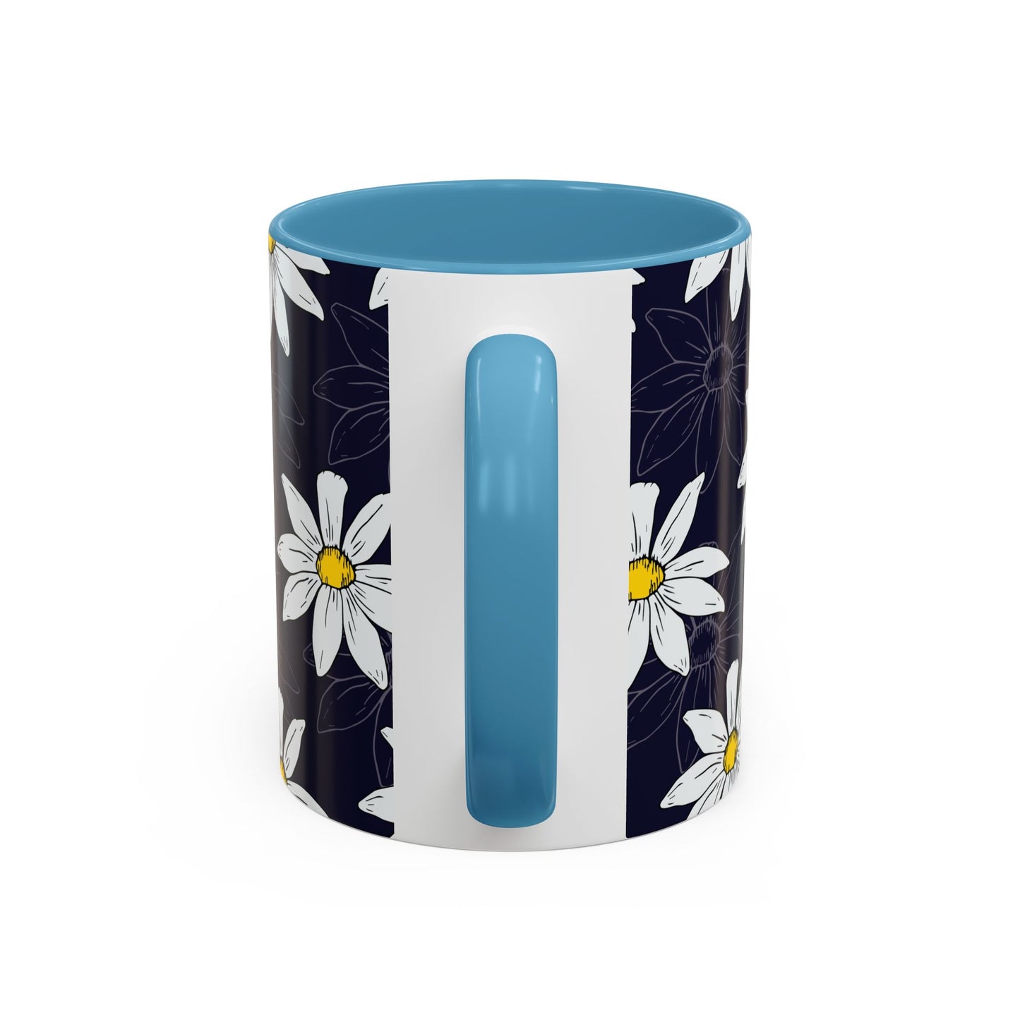 Daisies on Dark Blue Accent Coffee Mug (11, 15oz)