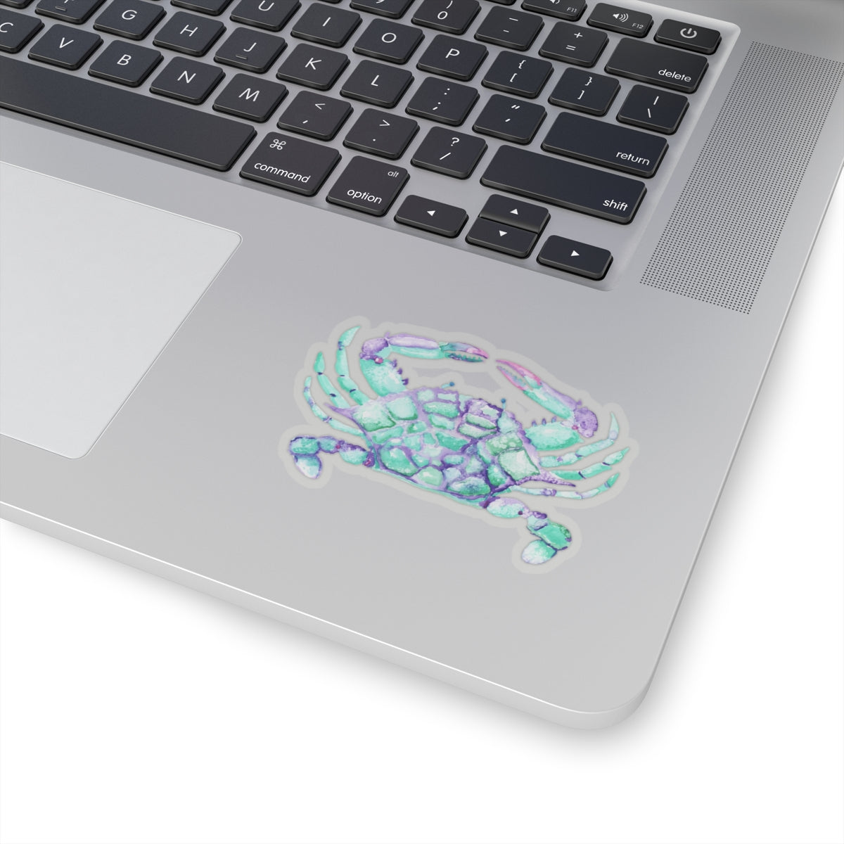 Teal and Purple Watercolor Crab Kiss-Cut Stickers