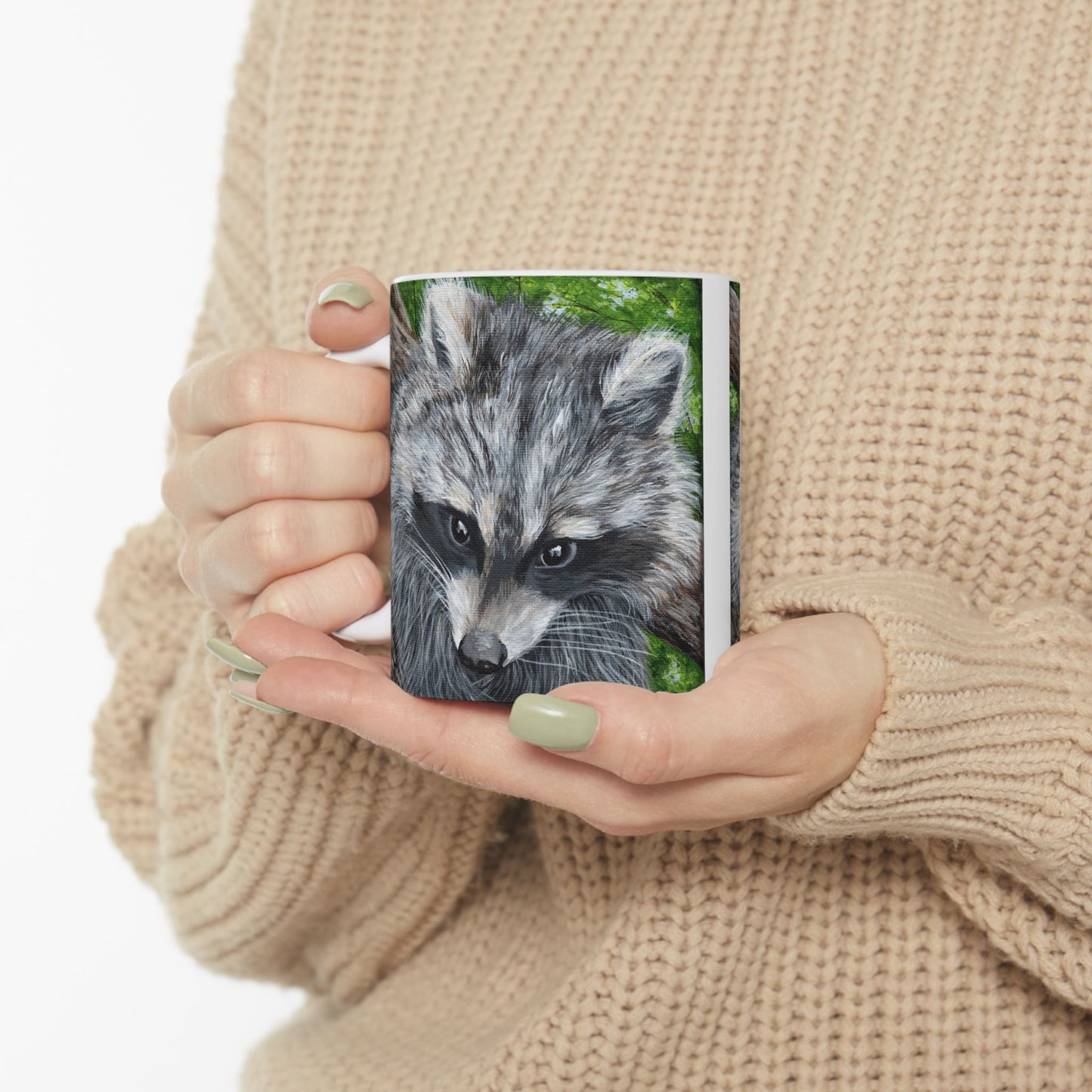 Raccoon Art Ceramic Mug — Forest Wildlife Coffee Cup (11oz & 15oz)