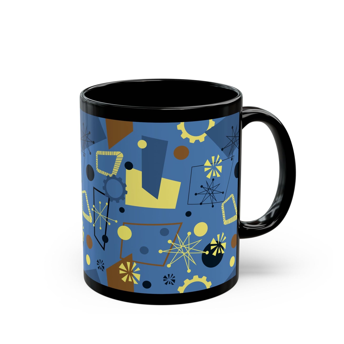 Mid-Century Modern Abstract Pattern Mug — Retro Geometric Coffee Cup (11oz/15oz)