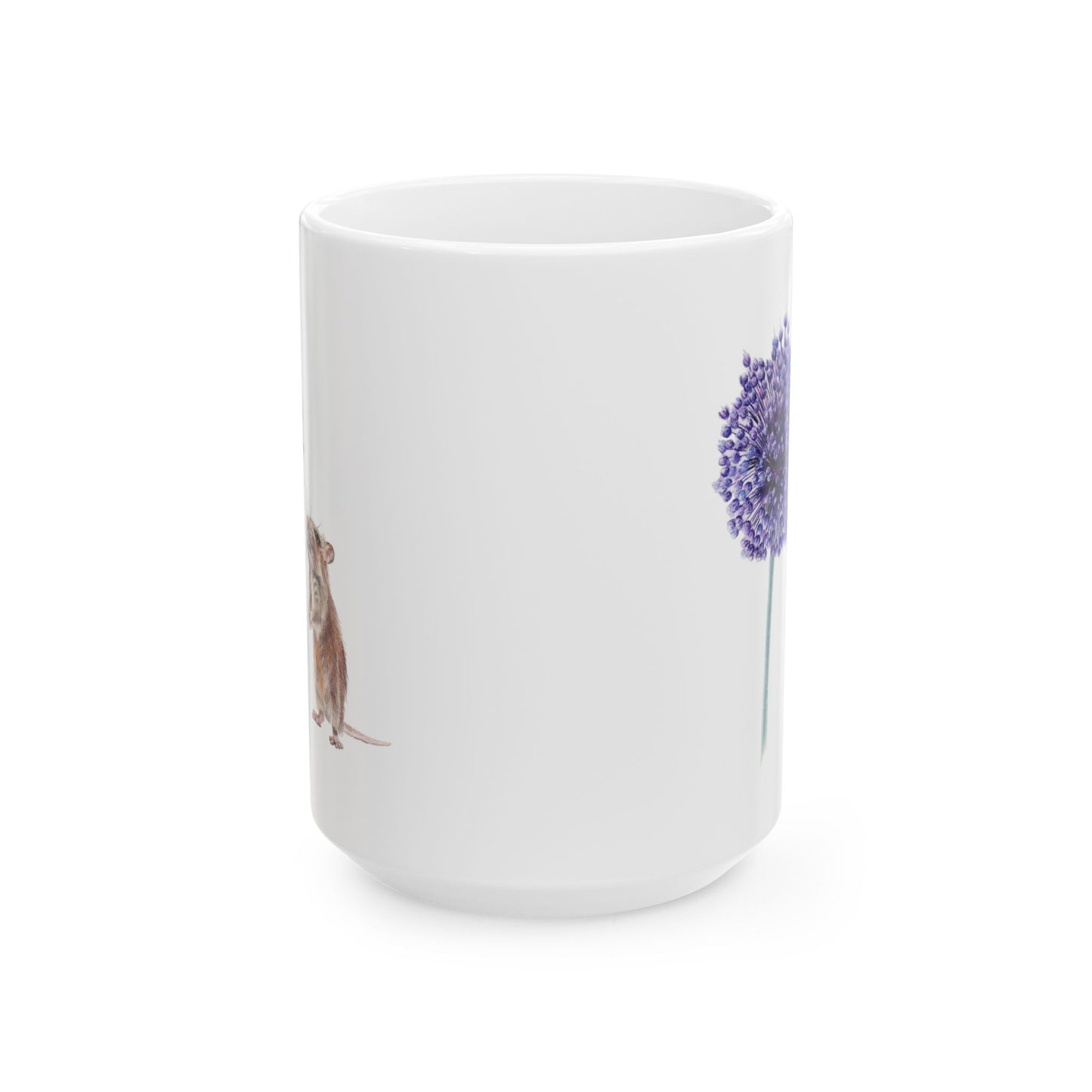 Yorktown Onion (Allium) and Mouse Ceramic Mug — Cute Floral Coffee Cup (11oz, 15oz)