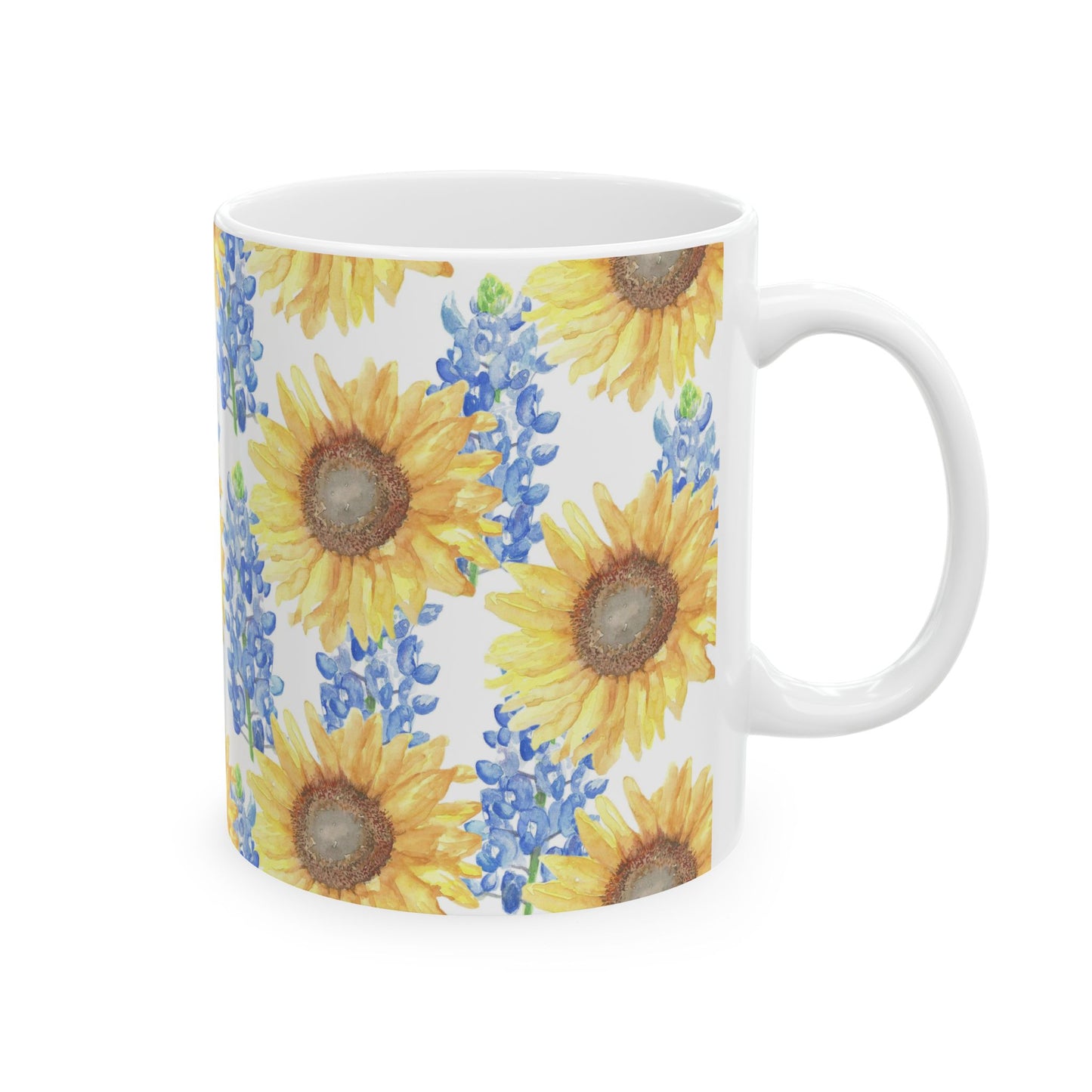 Bluebonnets and Sunflowers Ceramic Mug 11oz