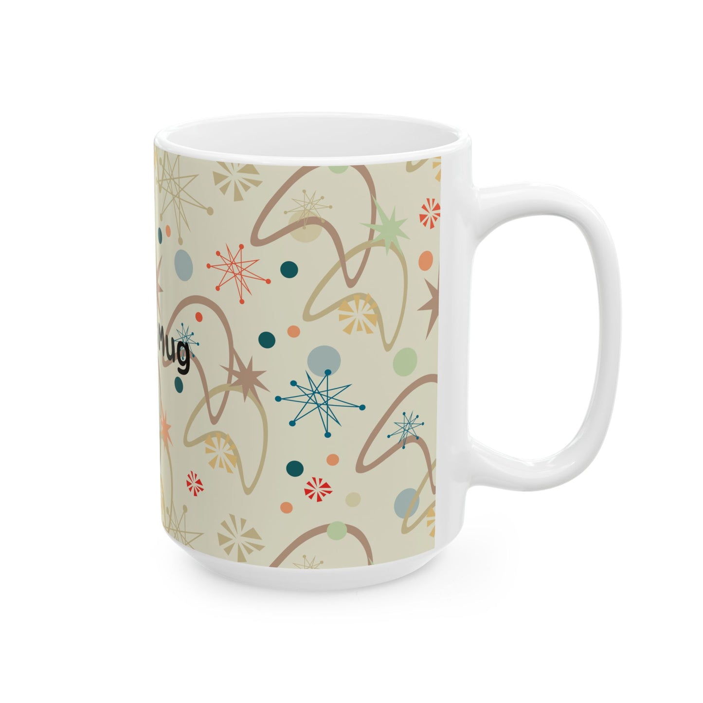 Personalized Retro Starburst Ceramic Mug — Custom Name Coffee Cup (11oz & 15oz)