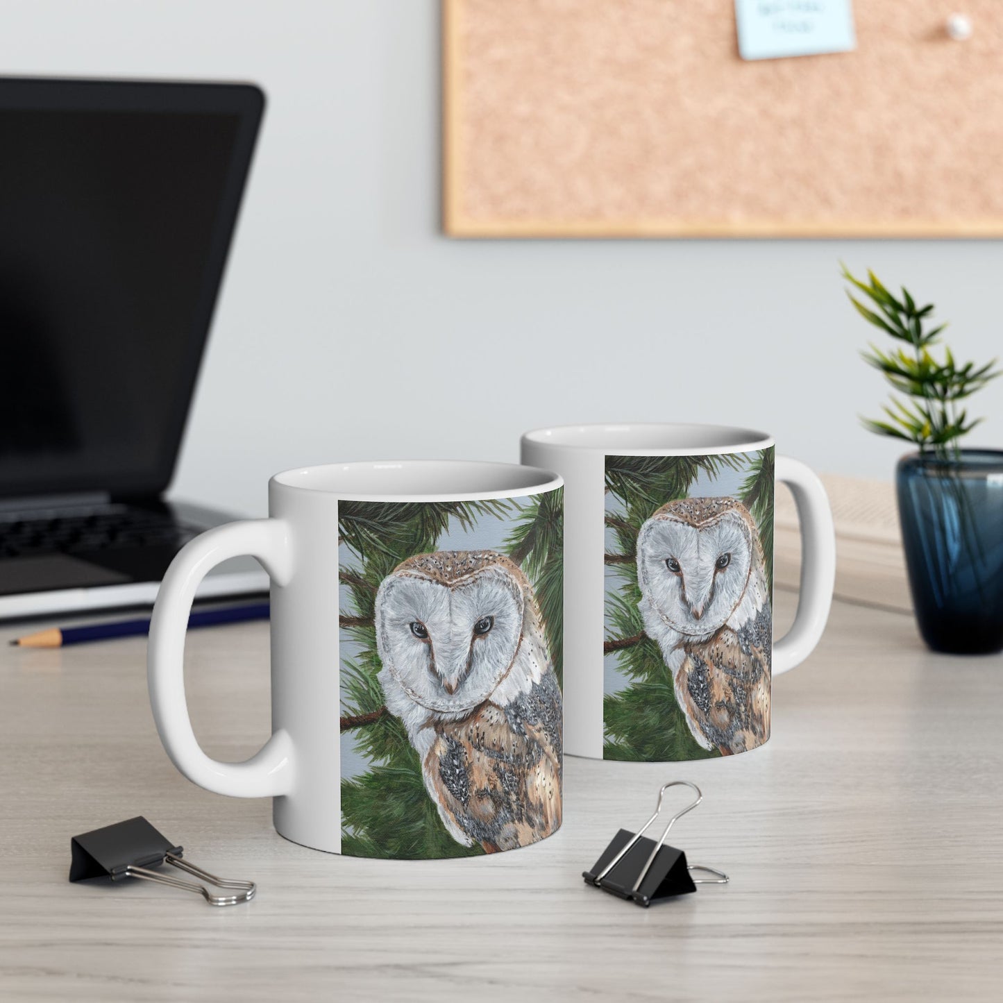 Barn Owl Ceramic Mug — Detailed Wildlife Art Coffee Cup (11oz & 15oz)