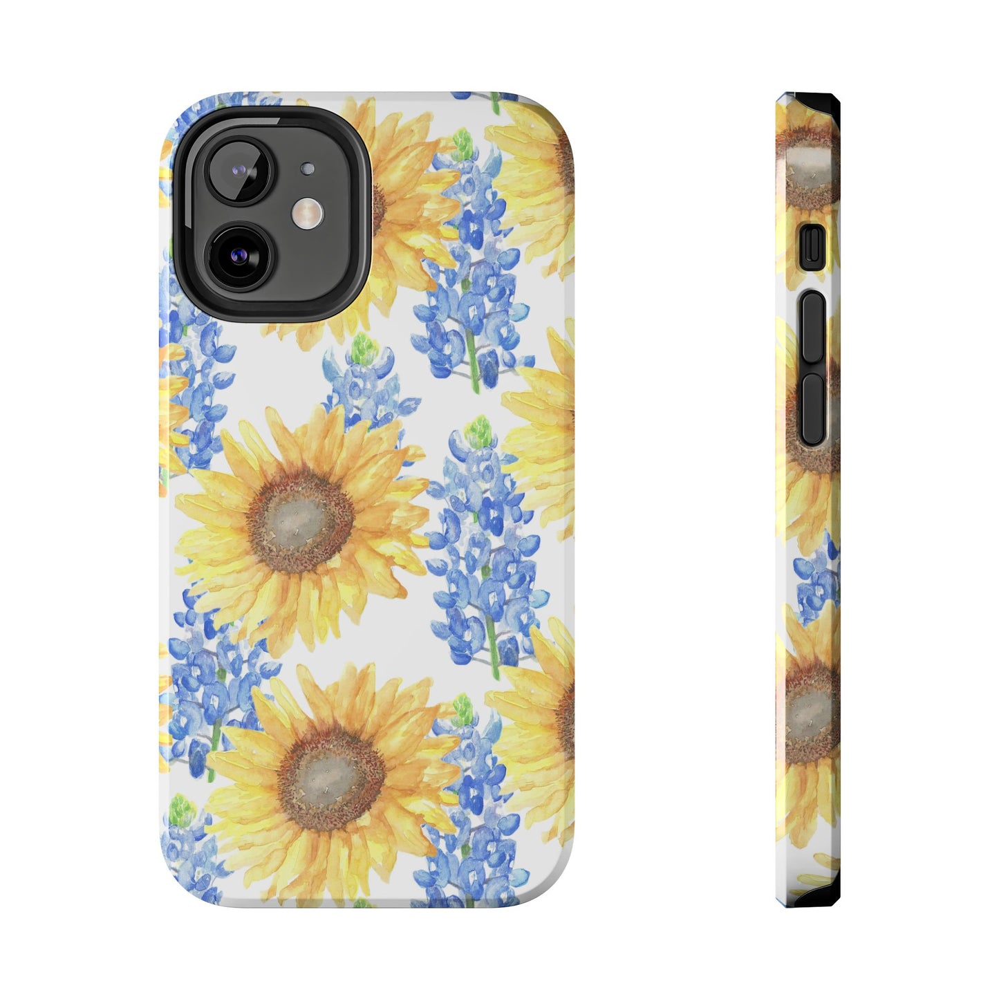 Sunflower and Bluebonnet Pattern Tough iPhone Cases