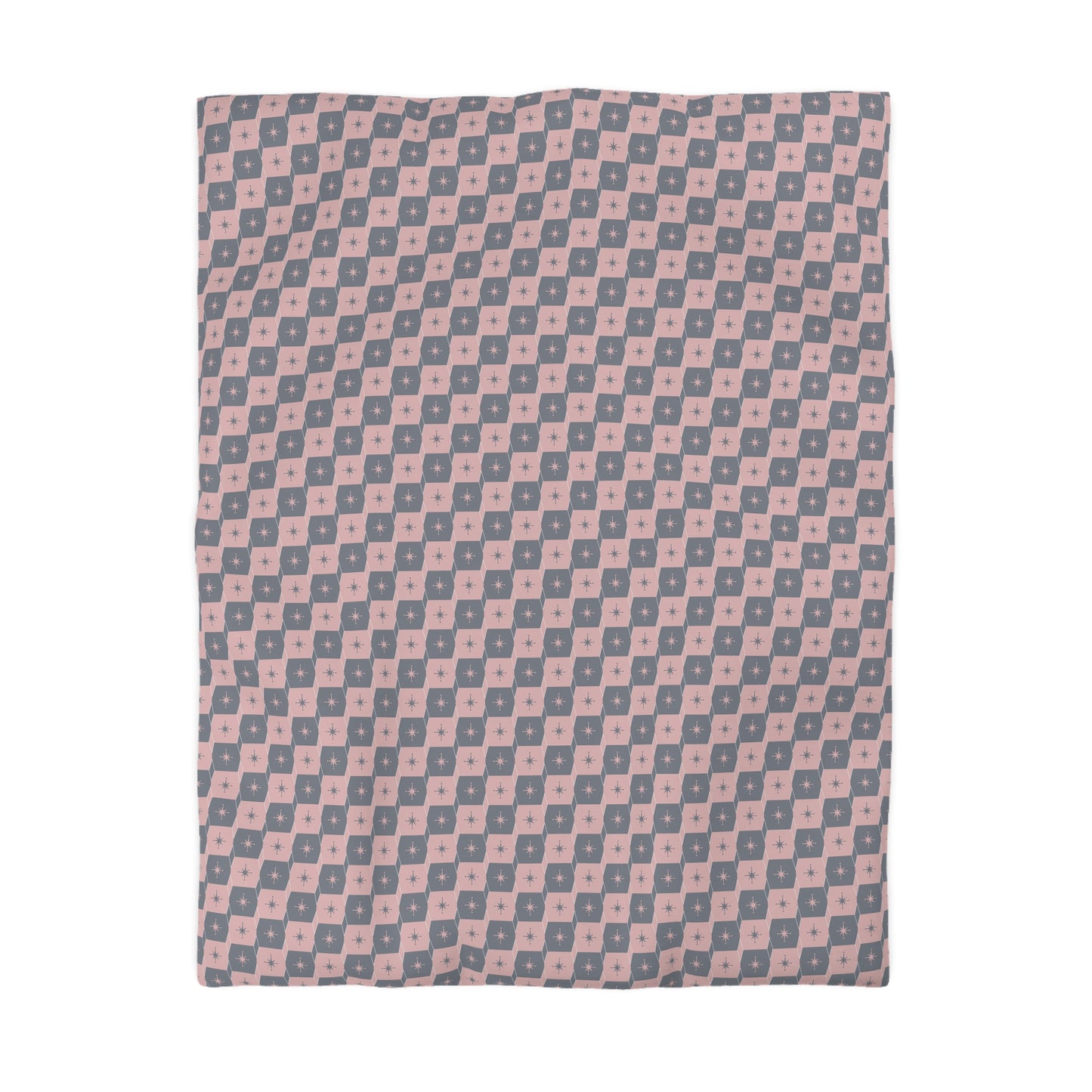 Pink Geometric Checkerboard Microfiber Duvet Cover