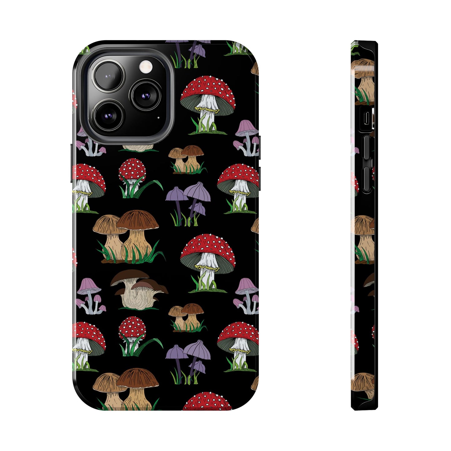 Mushroom Pattern on Black Tough iPhone Cases