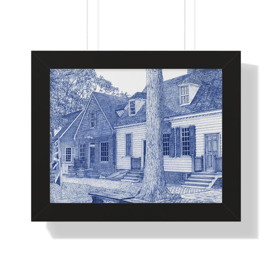 Colonial Williamsburg's Millinery Row in Blue - Framed Poster