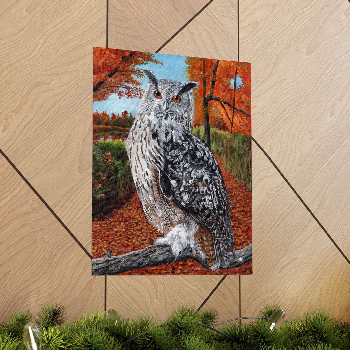 Owl in Autumn Matte Poster — Wildlife Wall Art Print