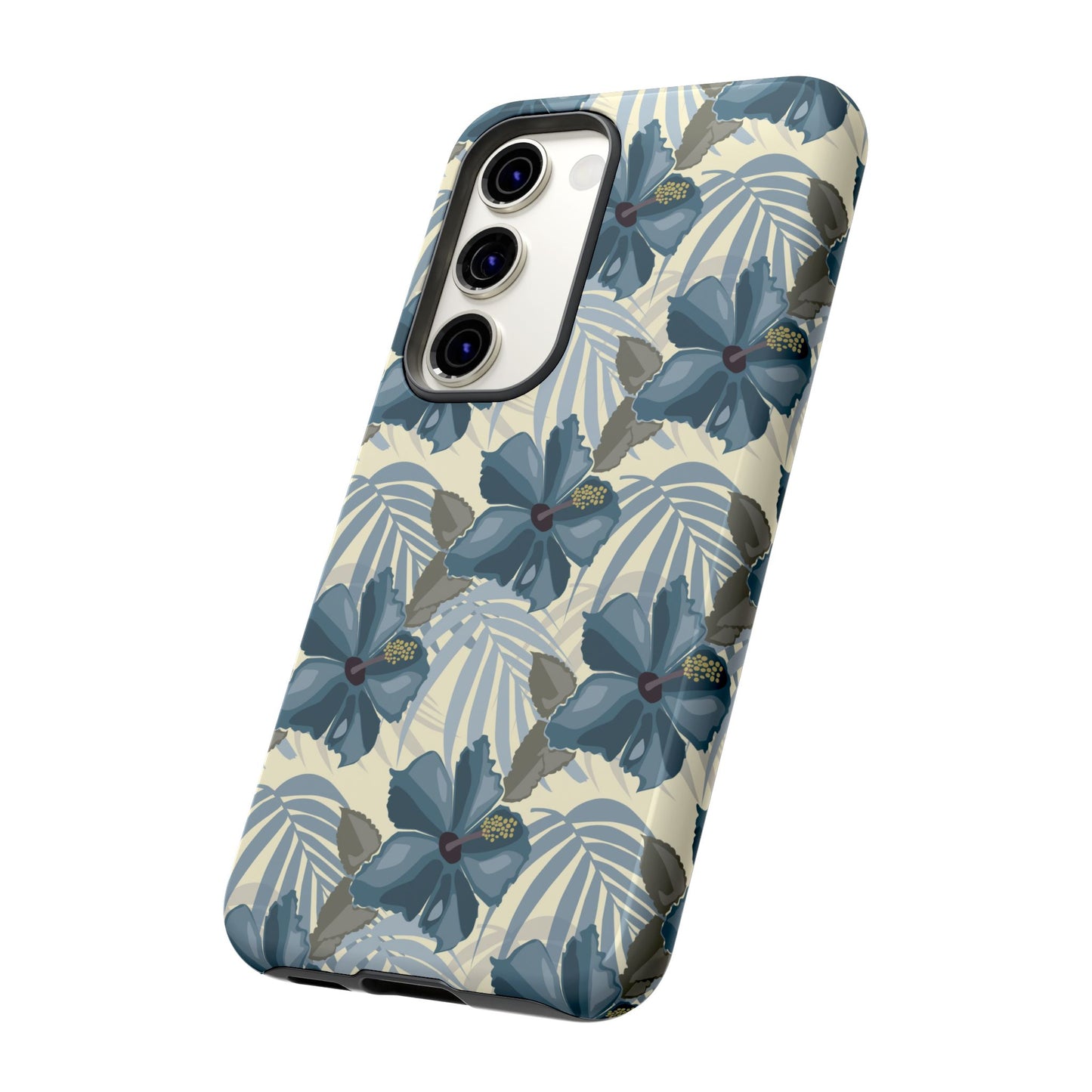 Blue Hibiscus in Earth Tones Tough Phone Cases