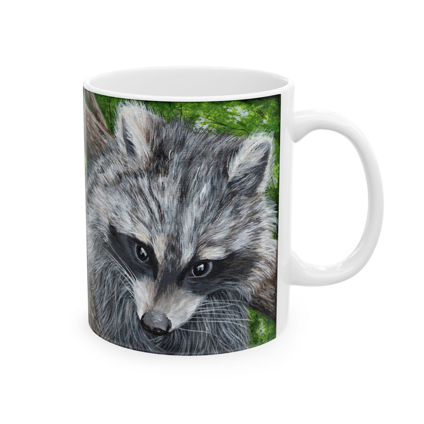 Raccoon Art Ceramic Mug — Forest Wildlife Coffee Cup (11oz & 15oz)