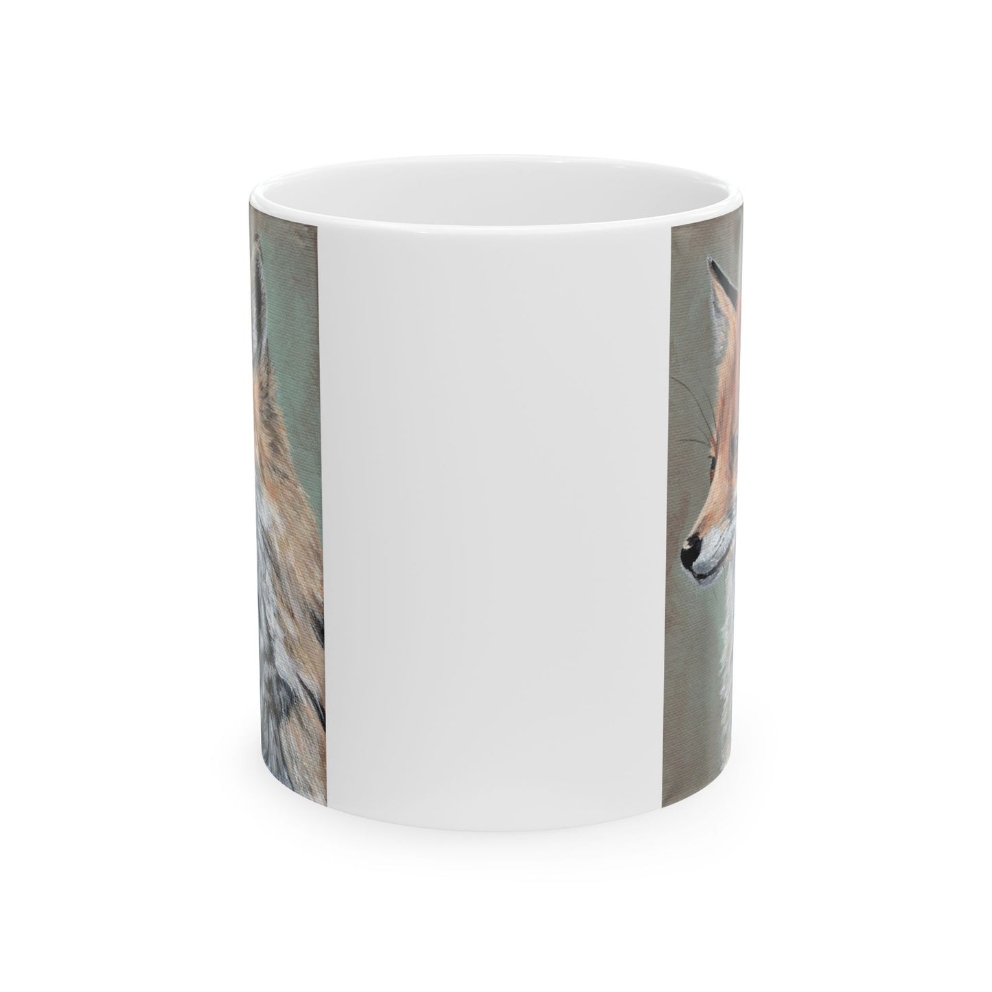 Fox Portrait Ceramic Mug — Rustic Wildlife Coffee Cup (11oz & 15oz)