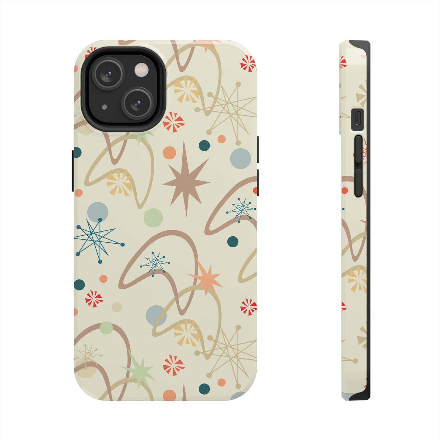 1950s Atomic Age Retro Pattern in Tan Tough iPhone Cases