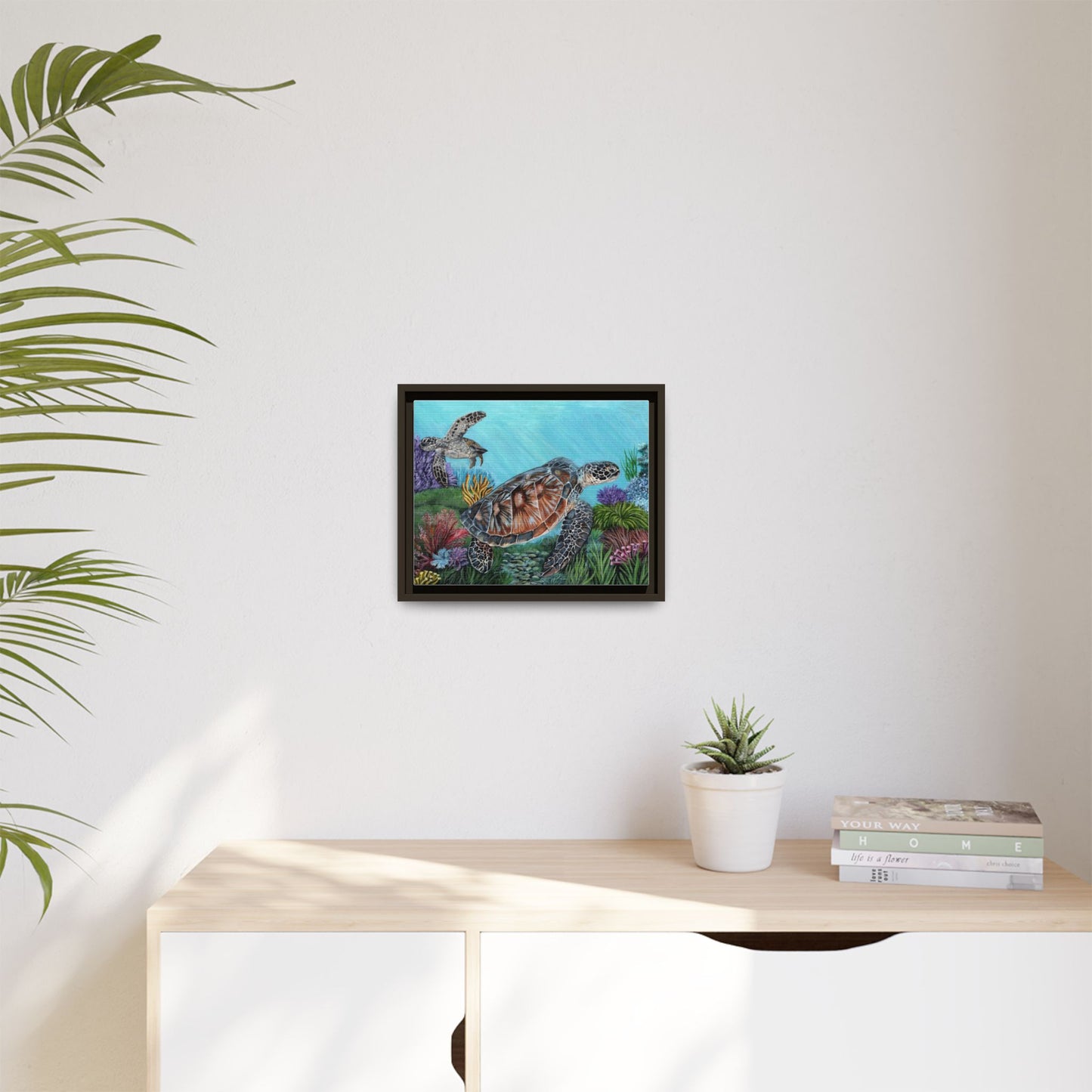 Sea Turtle Canvas Print — Framed Matte Ocean Wall Art