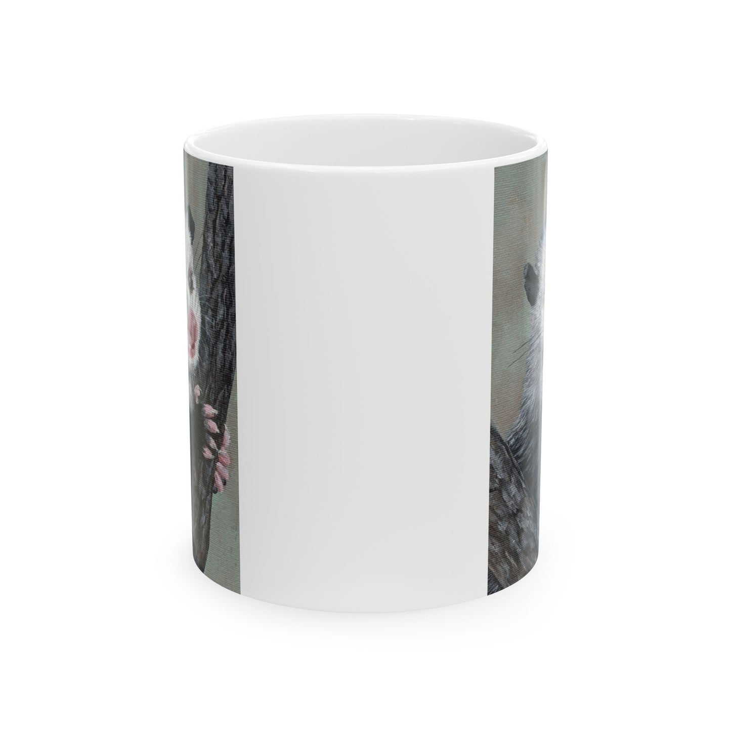Opossum Art Ceramic Mug — Cute Wildlife Tree-Climbing Possum Coffee Cup (11oz/15oz)