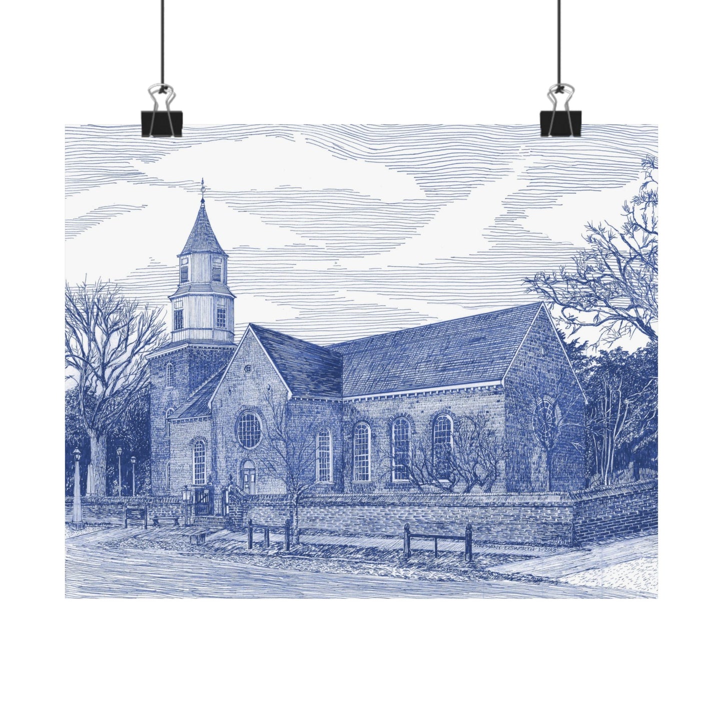 Colonial Williamsburg's Bruton Parish Church in Blue Matte Poster