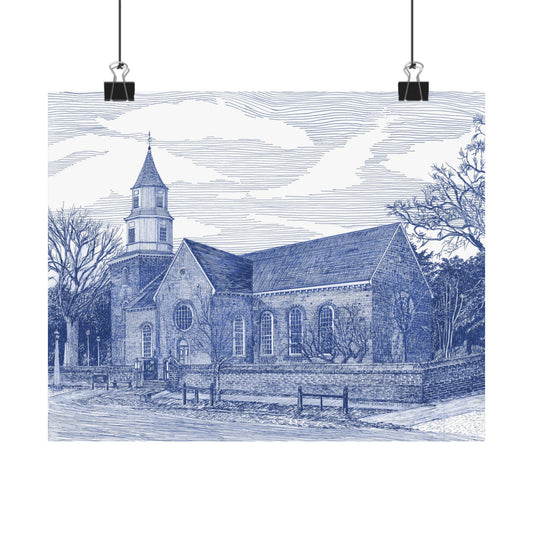 Colonial Williamsburg's Bruton Parish Church in Blue Matte Poster