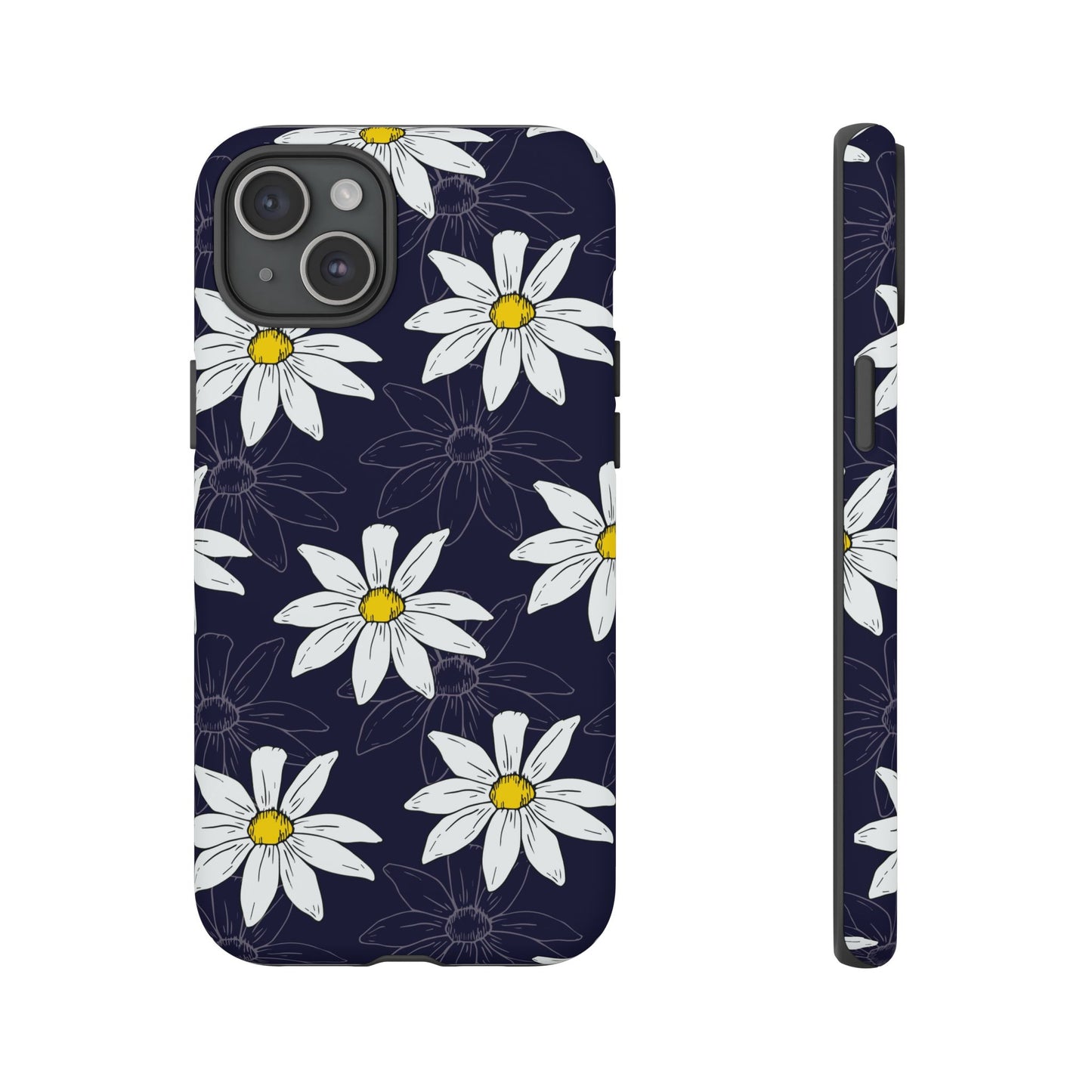 Daisies on Dark Blue Accent Phone Case