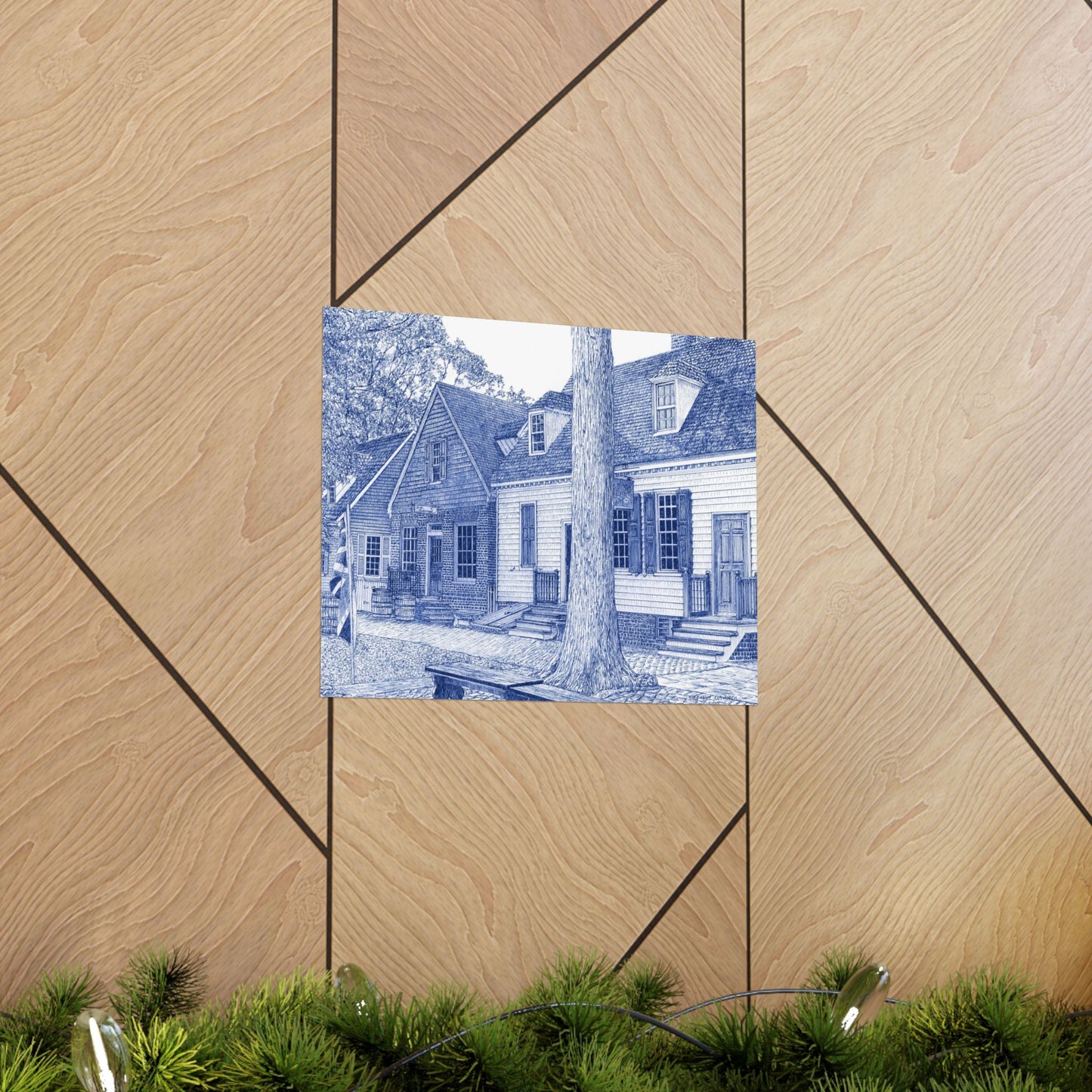 Colonial Williamsburg's Millinery Row Poster in Blue — Matte Horizontal Wall Art