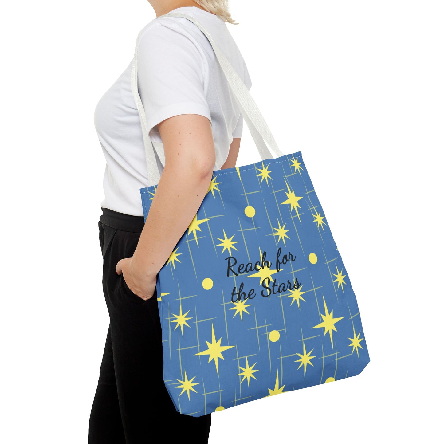 Reach for the Stars Tote Bag — Inspirational Star Pattern All-Over Print
