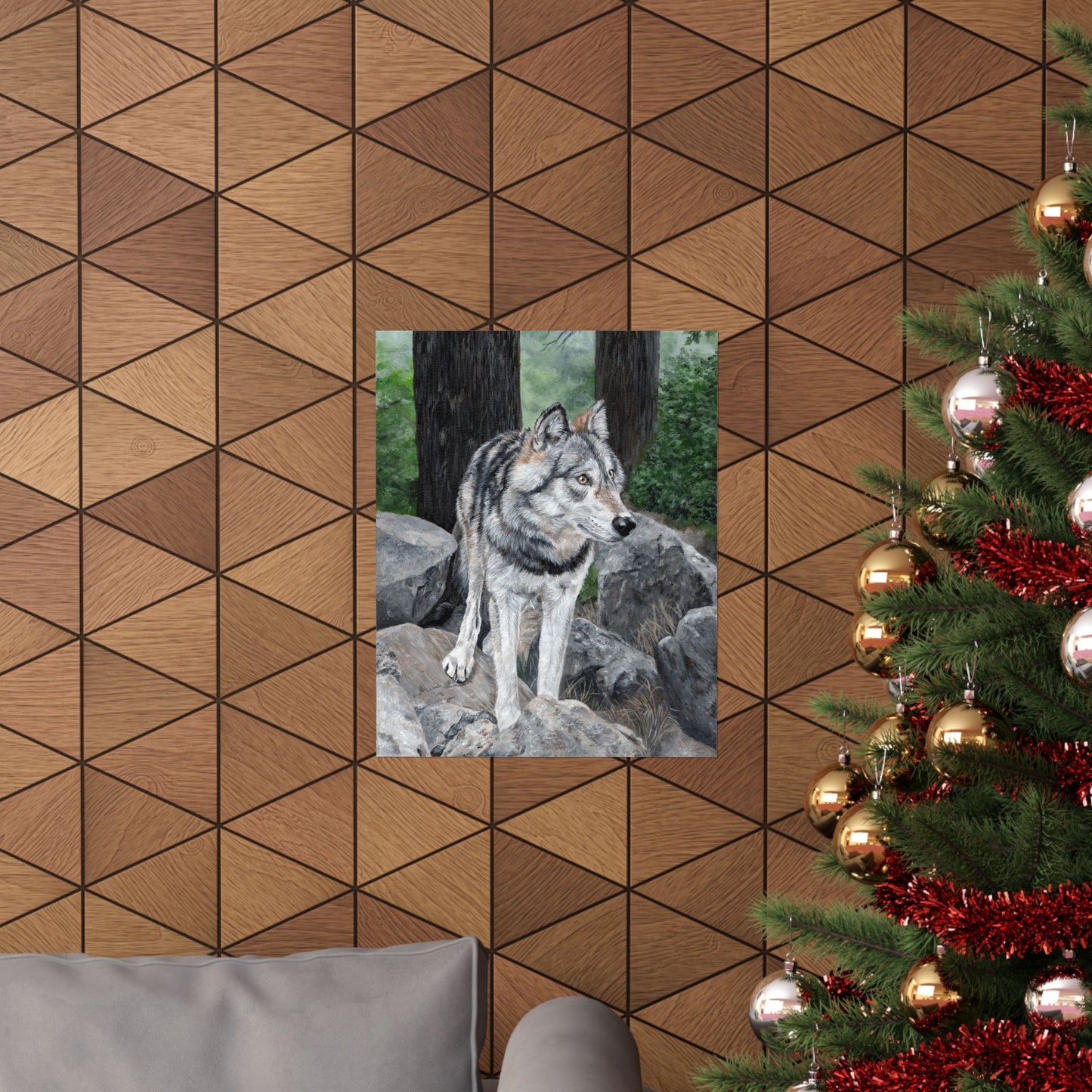 Wolf Portrait Matte Vertical Poster — Realistic Wildlife Wall Art